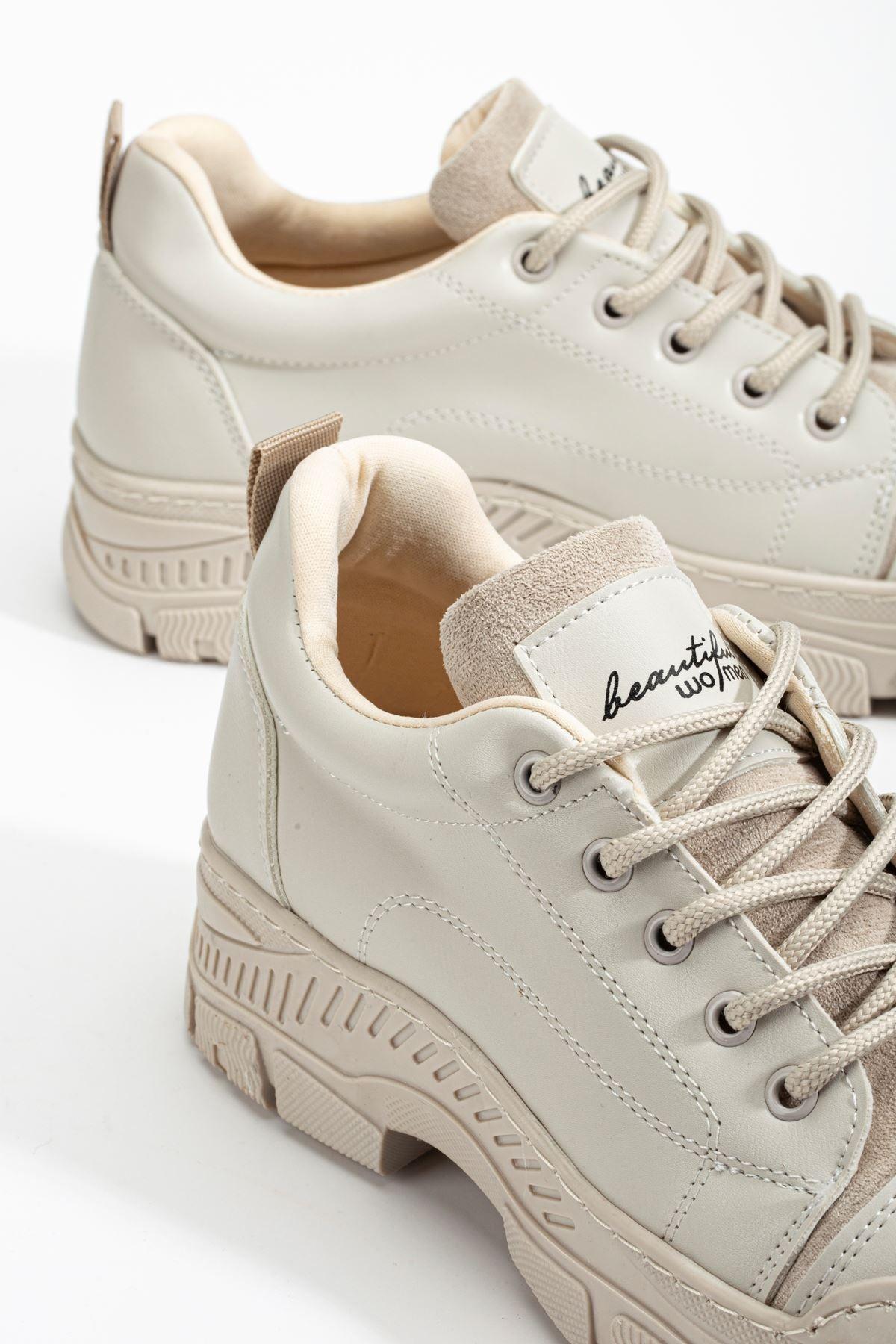 Beige Women's Sneakers Casual Shoes - STREETMODE™