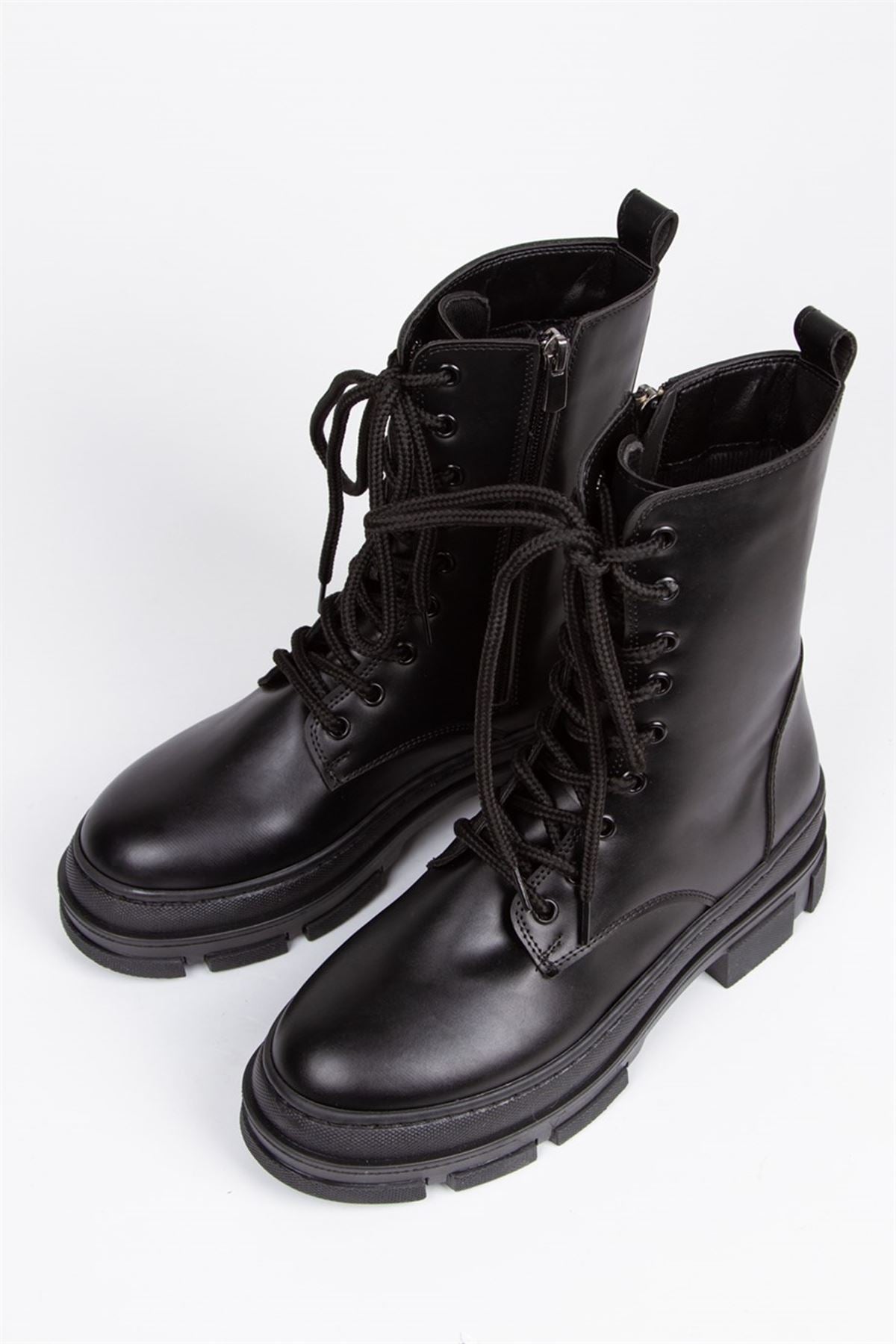 Black Shiny Combat Women's Boots - STREETMODE™