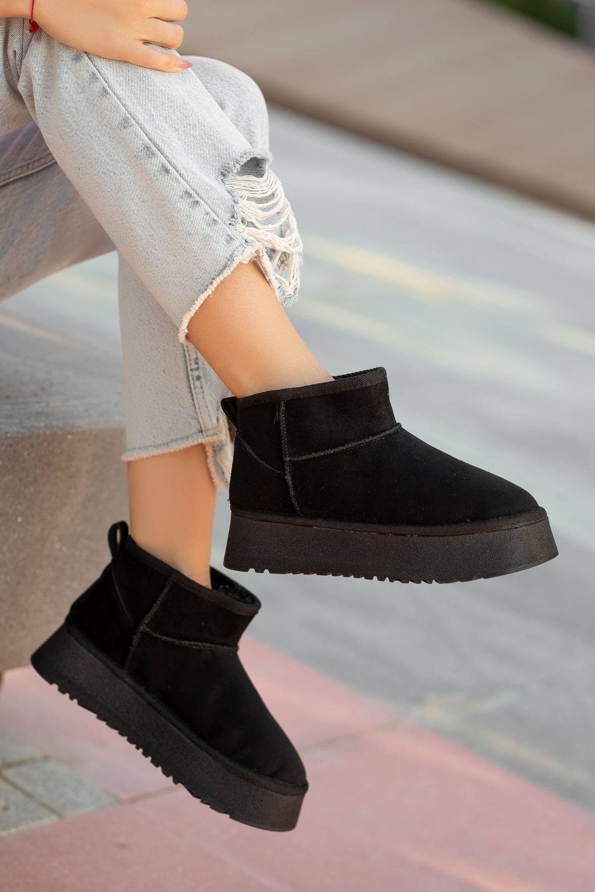 Black Suede High Heel Flat Women's Boots - STREETMODE™