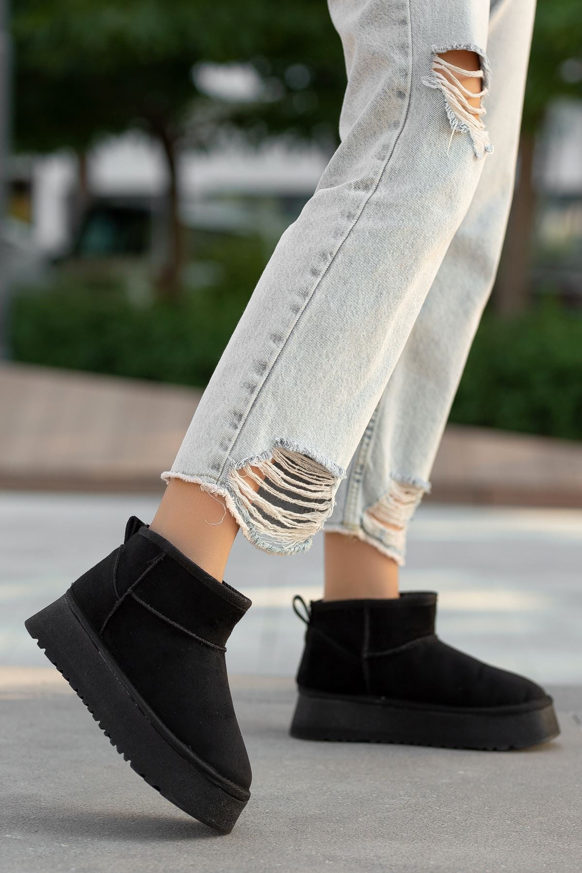 Black Suede High Heel Flat Women's Boots - STREETMODE™