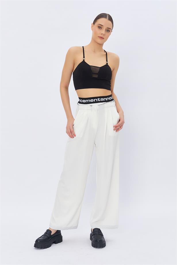 Boxer Detail Women's Trousers - WHITE - STREETMODE™