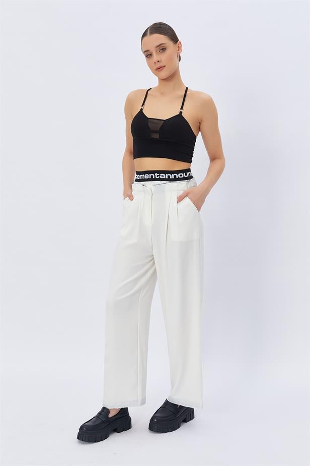 Boxer Detail Women's Trousers - WHITE - STREETMODE™