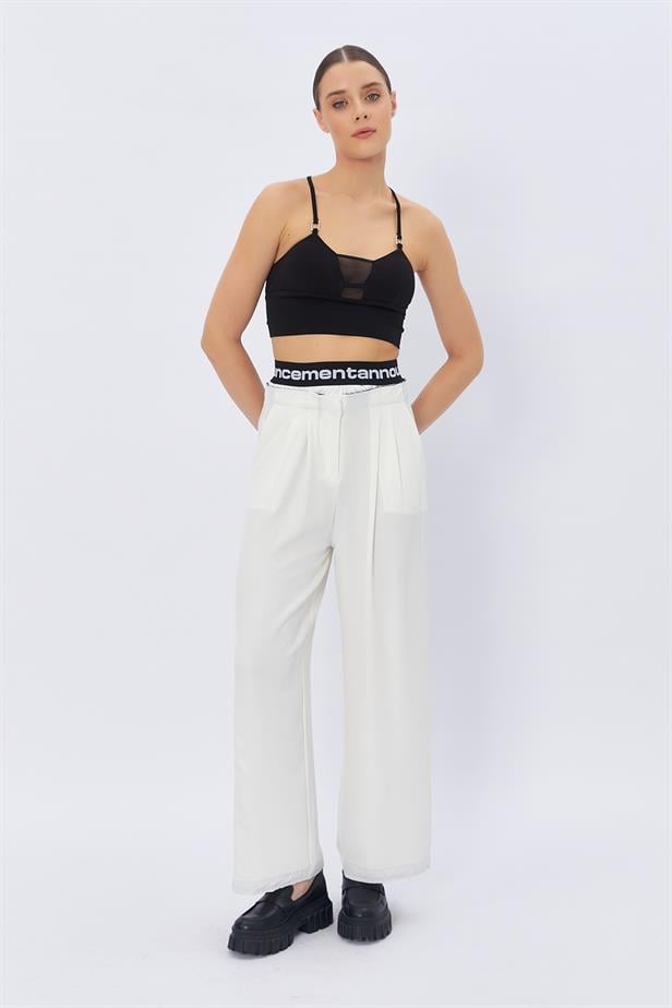 Boxer Detail Women's Trousers - WHITE - STREETMODE™