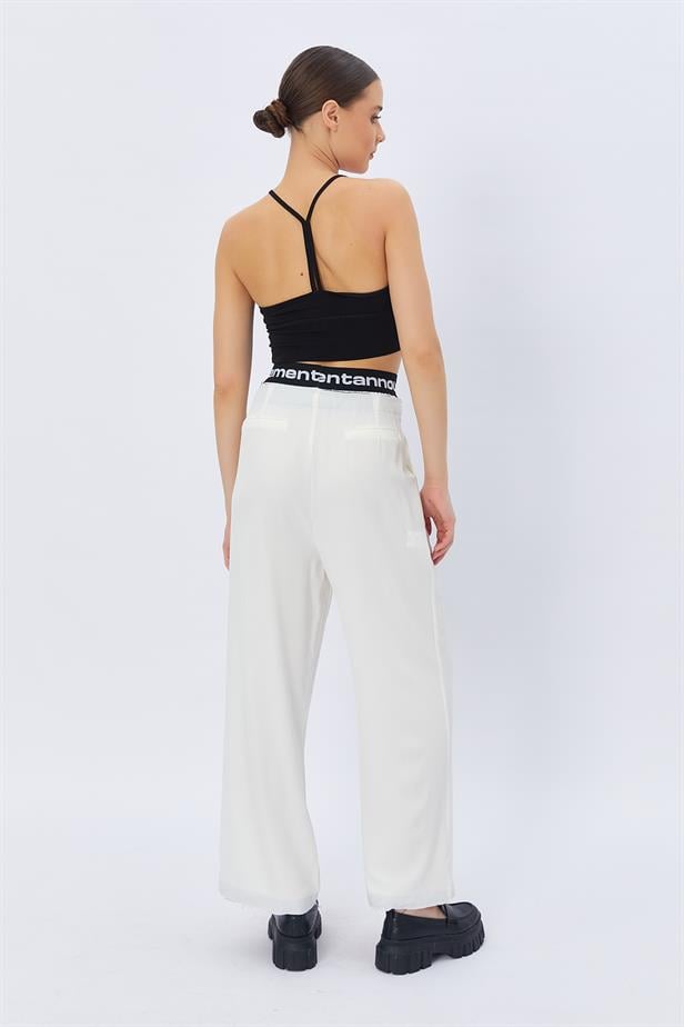 Boxer Detail Women's Trousers - WHITE - STREETMODE™