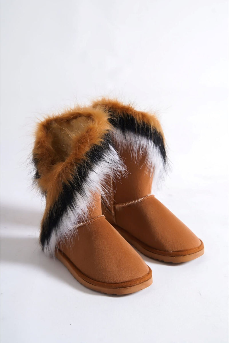 Brown Furry Suede Women's Boots - STREETMODE™