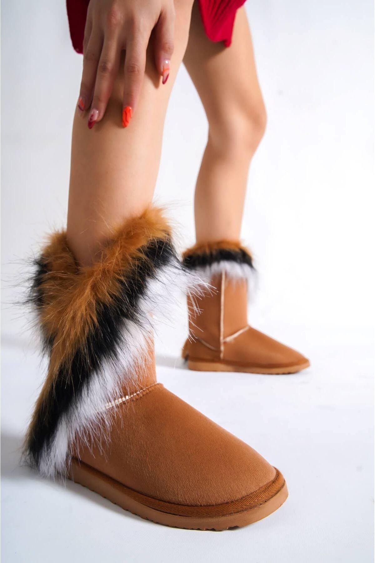 Brown Furry Suede Women's Boots - STREETMODE™