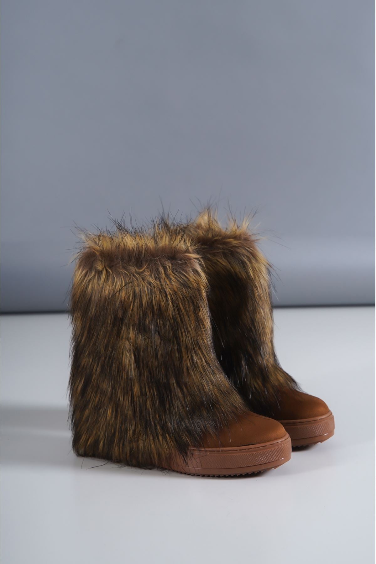 Brown Suede Furry Inside Furry Women's Boots - STREETMODE™