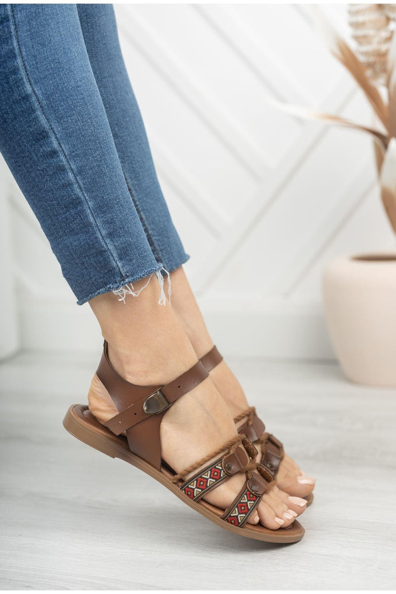 Carissa Genuine Leather Brown Daily Women's Sandals - STREETMODE™