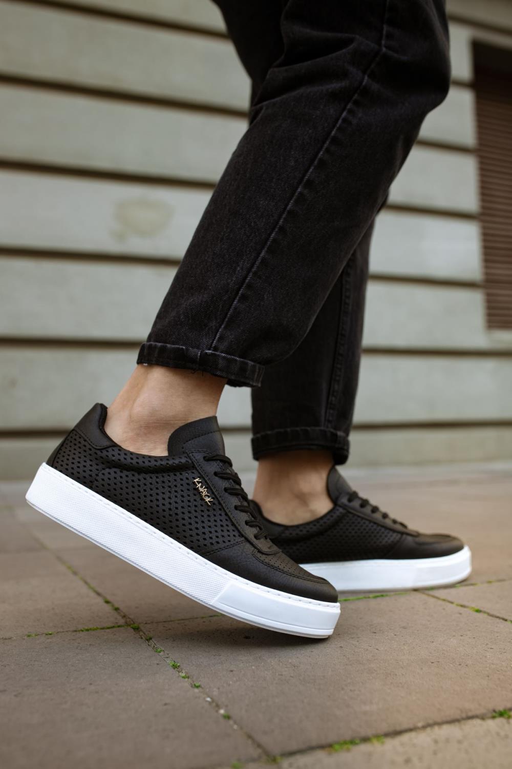 Casual Sneaker Shoes 011 Black White - STREETMODE™