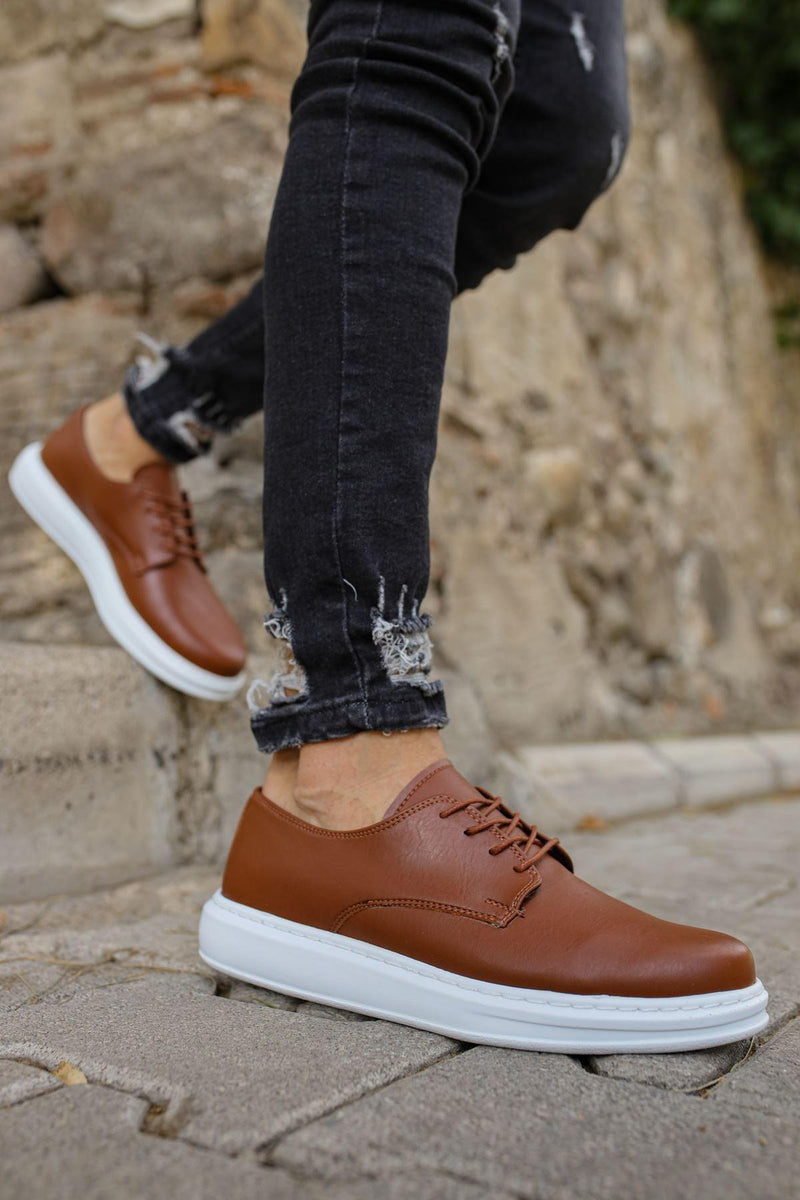 CH003 Men's Brown-White Sole Matte Leather Casual Classic Sneaker Shoes - STREETMODE™