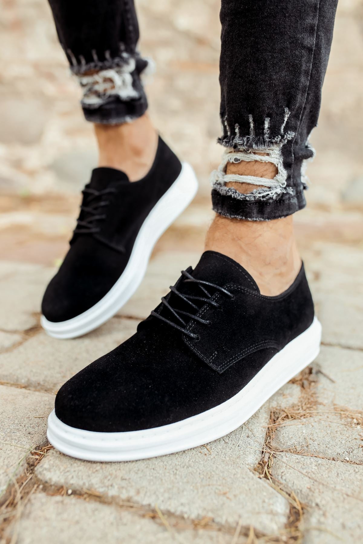 CH003 Suede BT Men's Sneaker Casual Shoes Black - STREETMODE™