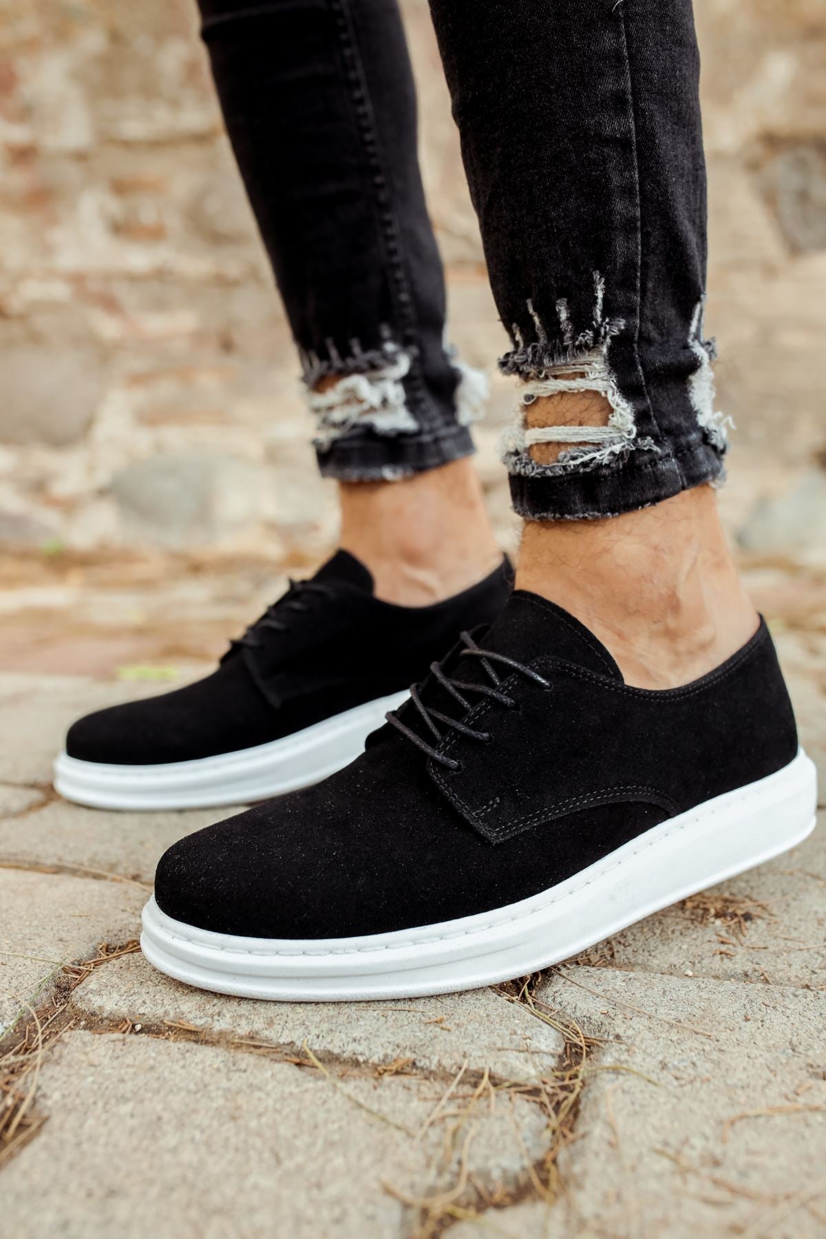 CH003 Suede BT Men's Sneaker Casual Shoes Black - STREETMODE™
