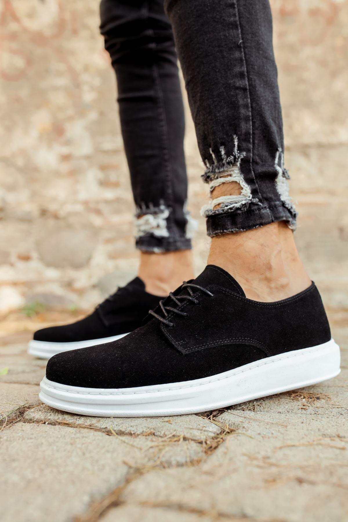 CH003 Suede BT Men's Sneaker Casual Shoes Black - STREETMODE™