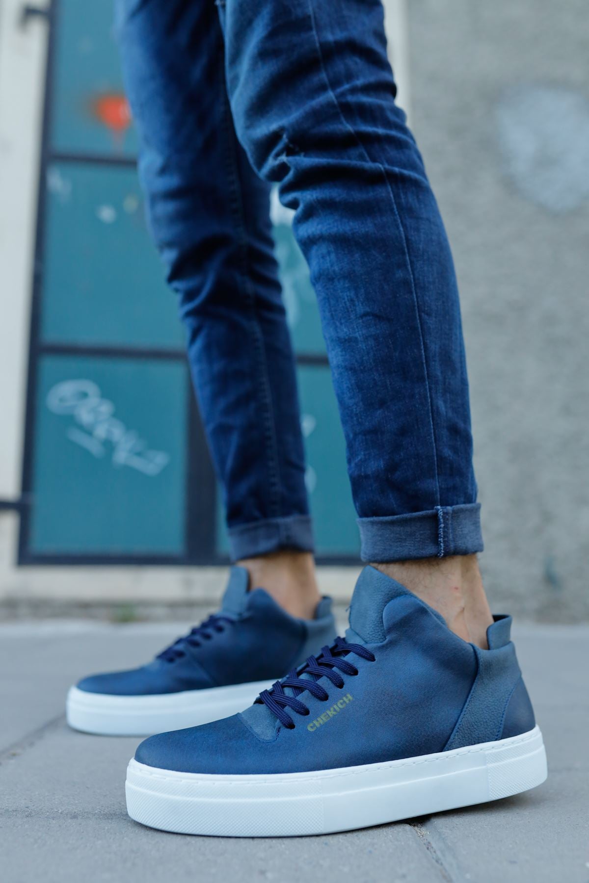 CH004 CBT Hide Men's Shoes NAVY BLUE - STREETMODE™