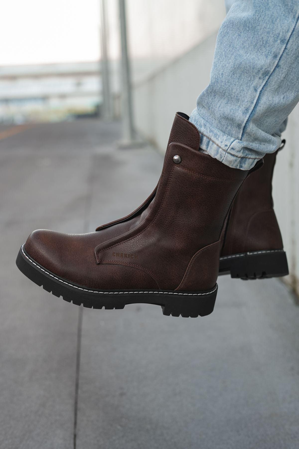 CH027 Men's  Brown-Black Sole Casual Winter Boots - STREETMODE™