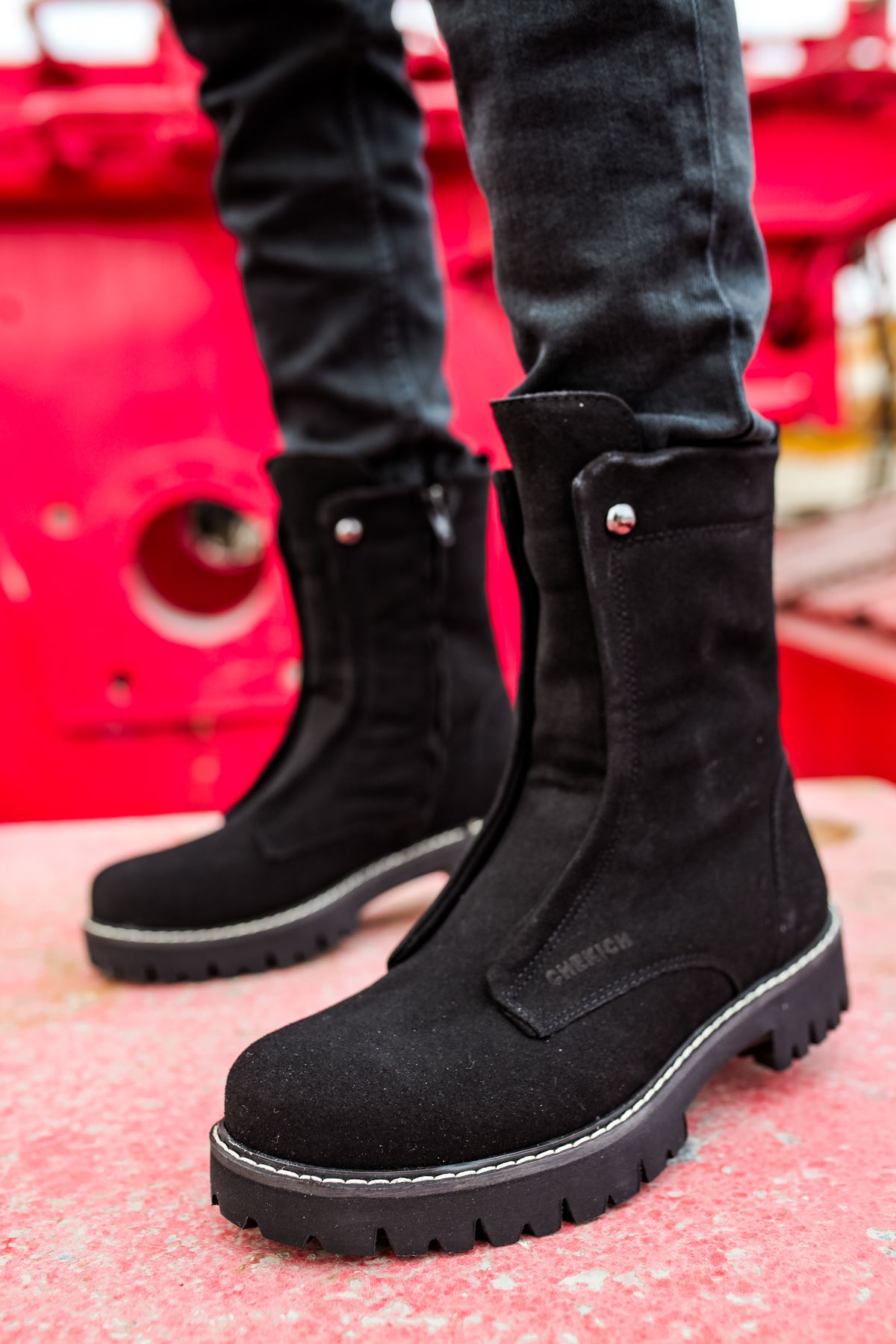 CH027 Men's Suede Black-Black Sole Casual Winter Boots - STREETMODE™