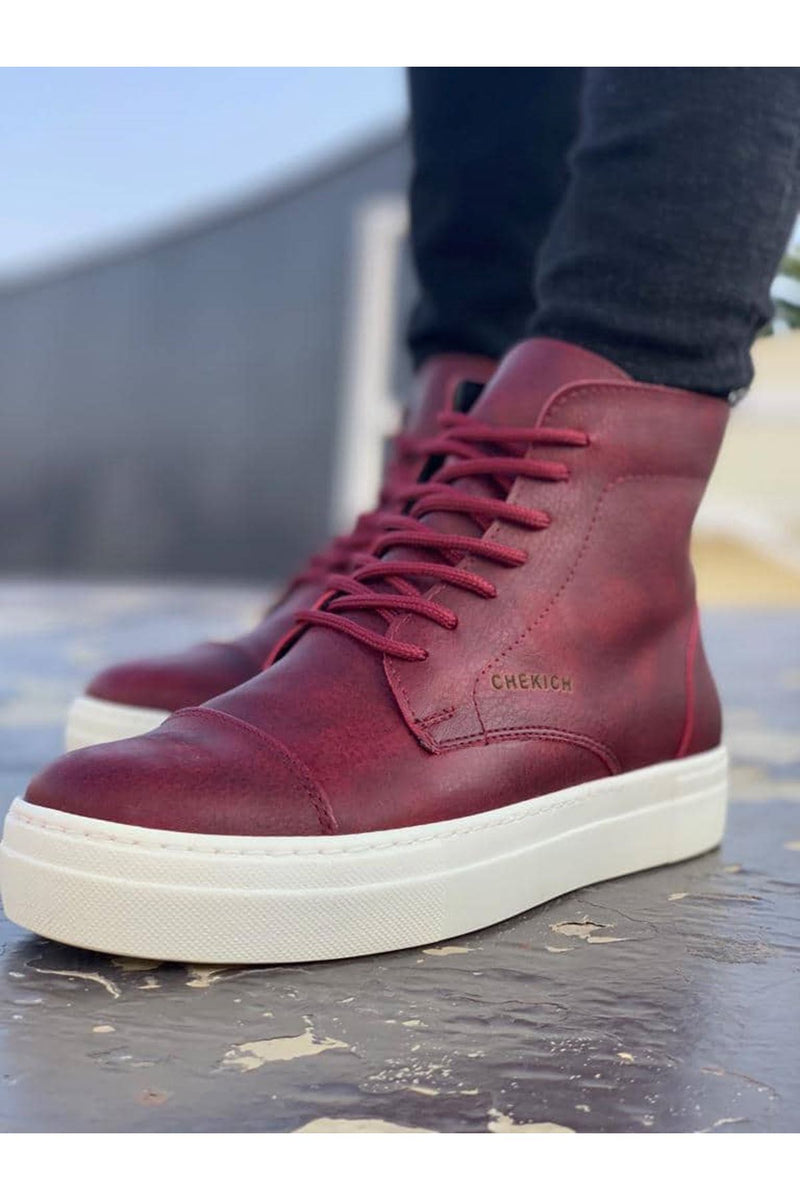 CH029 CBT Vulcanized Lace Up Men's Boots CLARET red - STREETMODE™