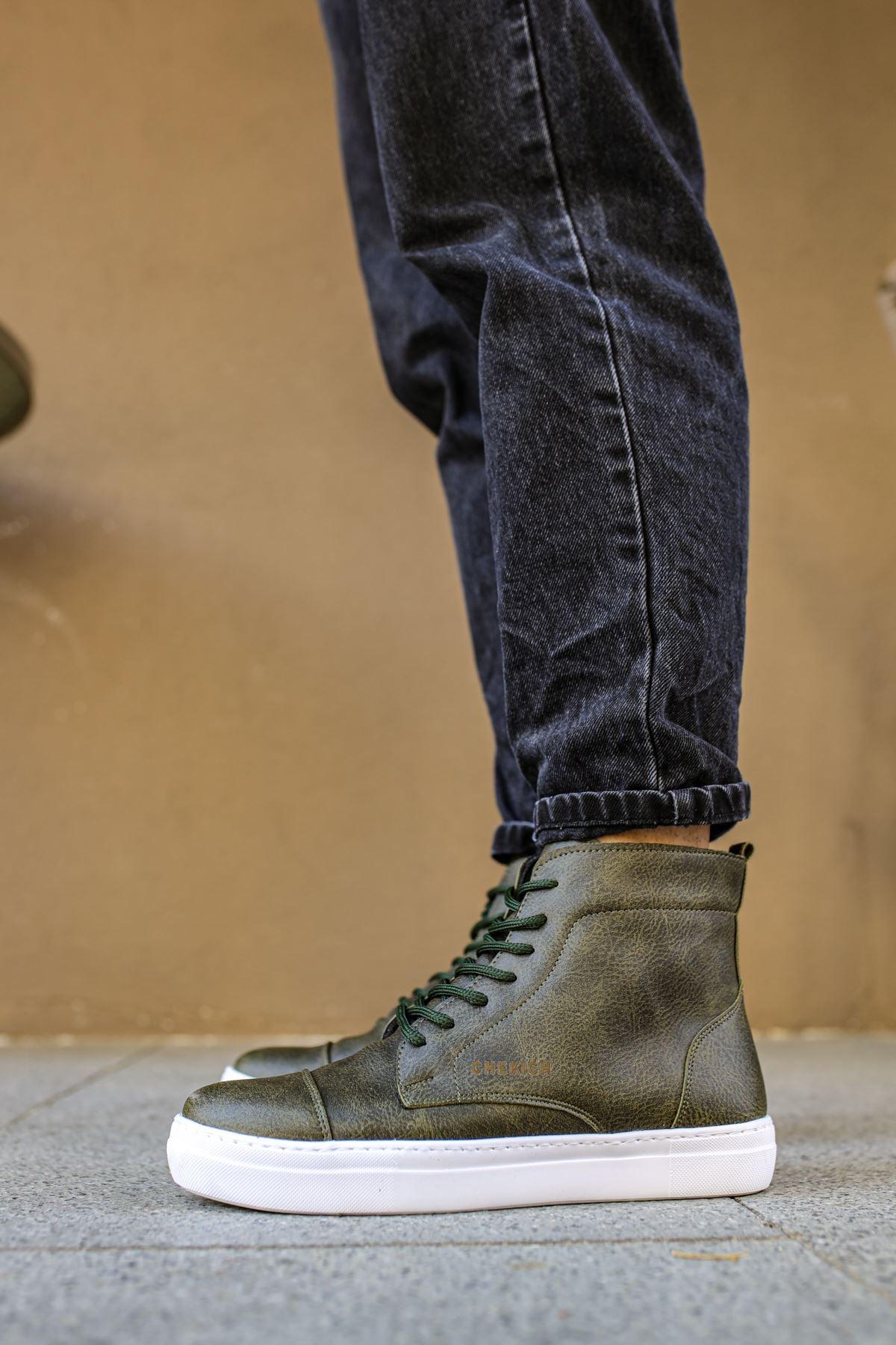 CH029 CBT Vulcanized Lace Up Men's Boots KHAKI - STREETMODE™