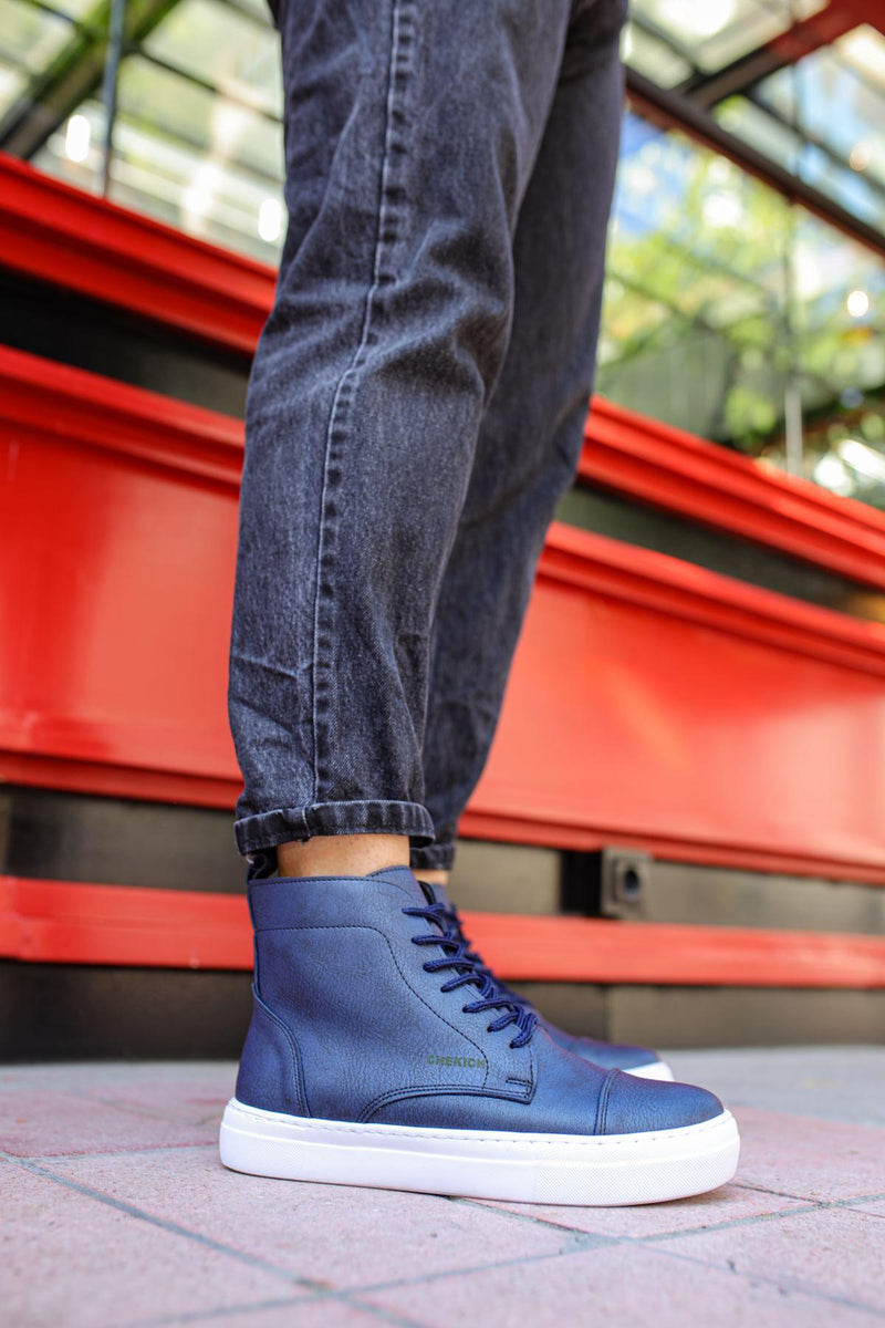 CH029 CBT Vulcanized Lace Up Men's Boots NAVY BLUE - STREETMODE™