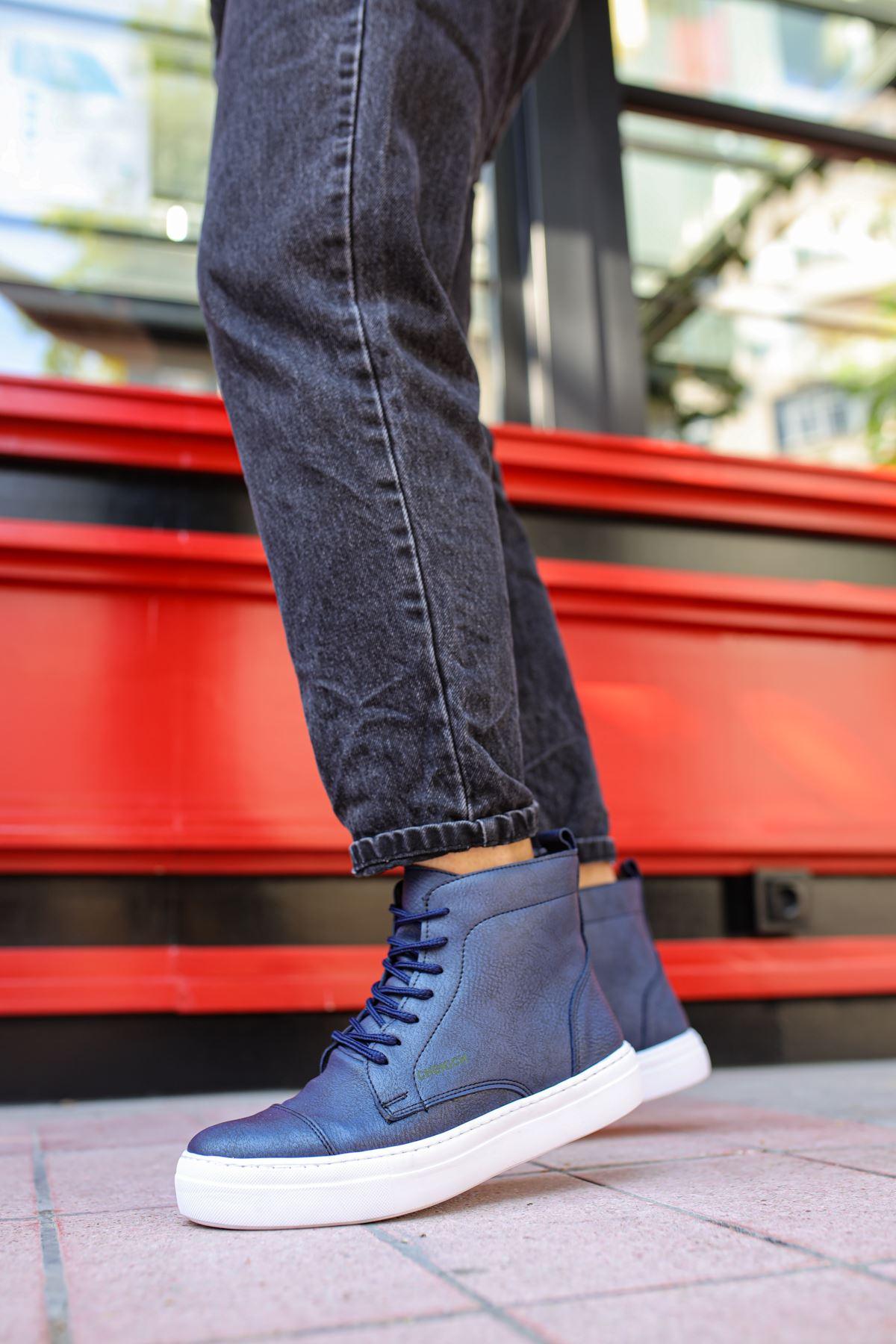 CH029 CBT Vulcanized Lace Up Men's Boots NAVY BLUE - STREETMODE™