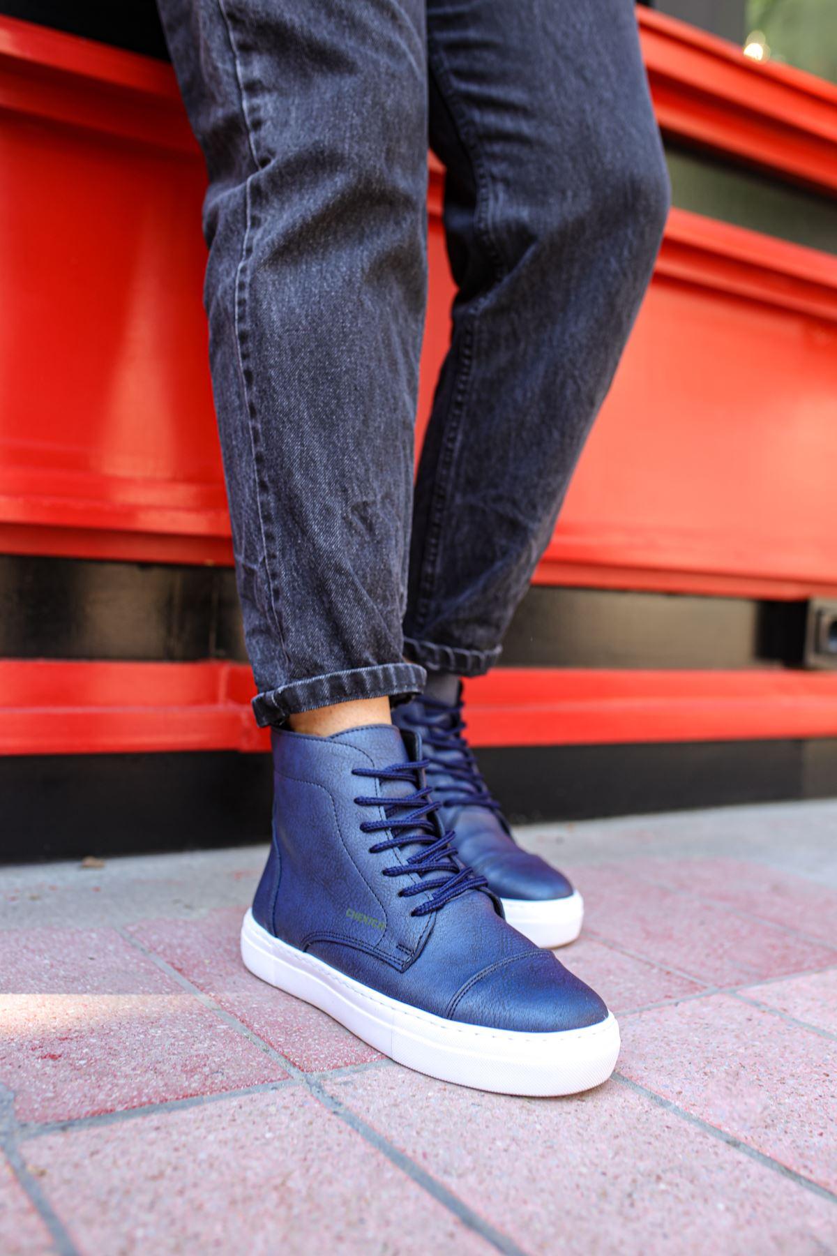 CH029 CBT Vulcanized Lace Up Men's Boots NAVY BLUE - STREETMODE™