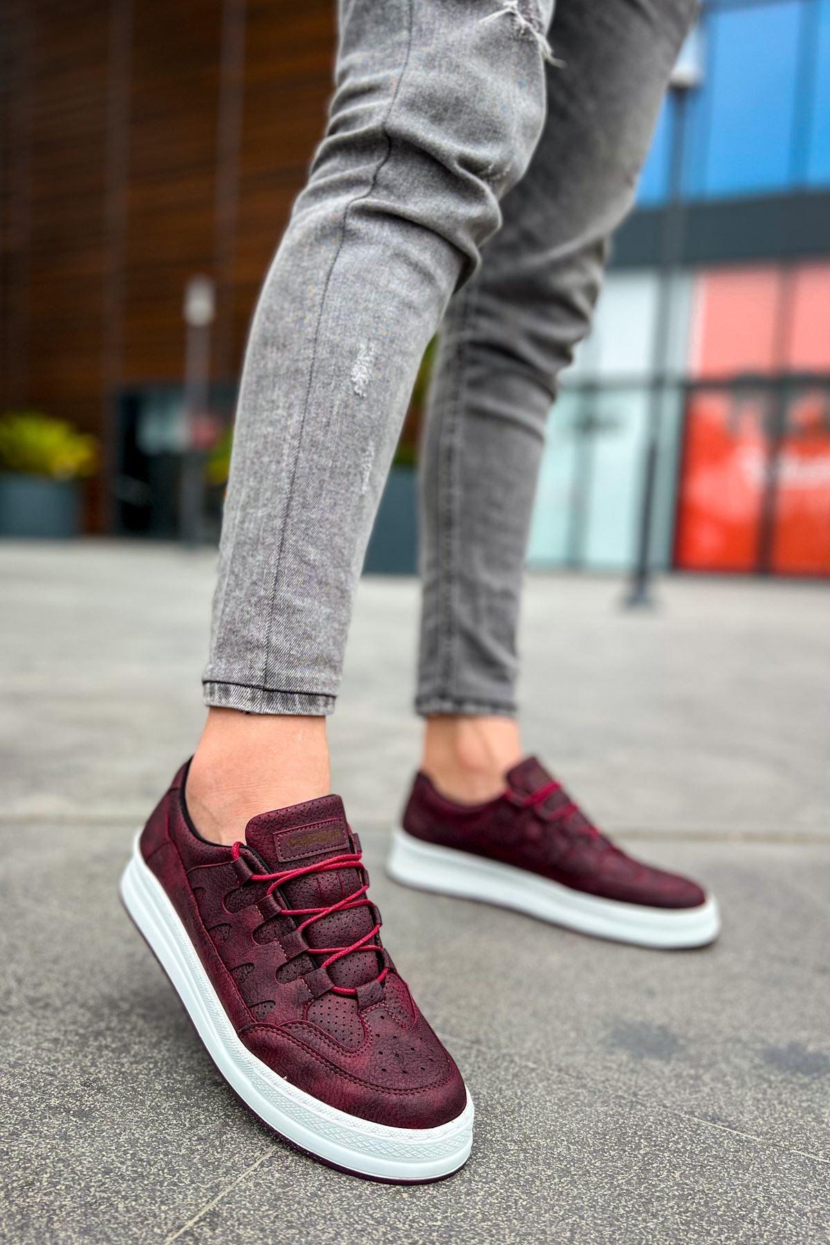 CH040 Men's Unisex Orthopedics Burgundy-White Sole Casual Sneaker Sports Shoes - STREETMODE™