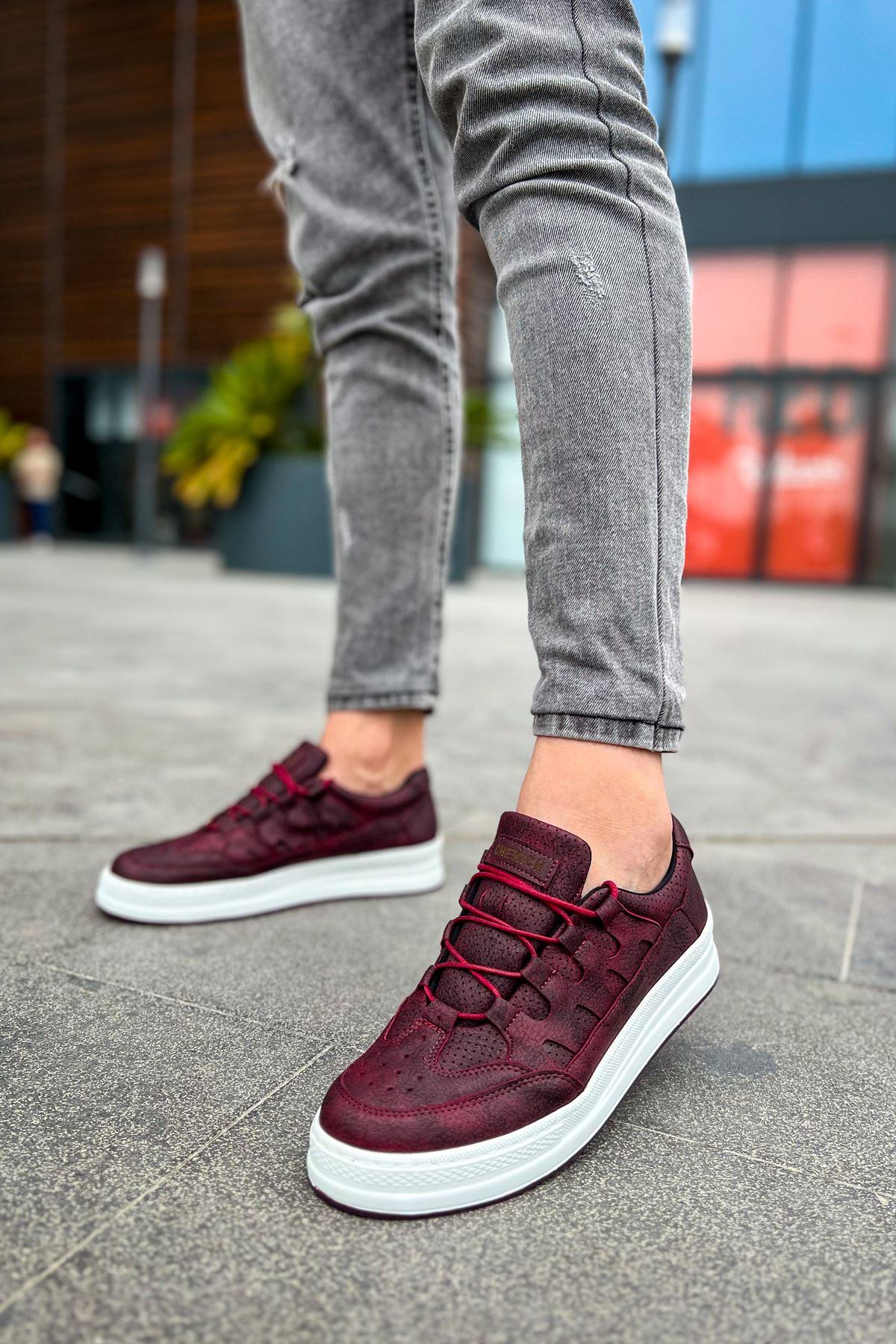 CH040 Men's Unisex Orthopedics Burgundy-White Sole Casual Sneaker Sports Shoes - STREETMODE™