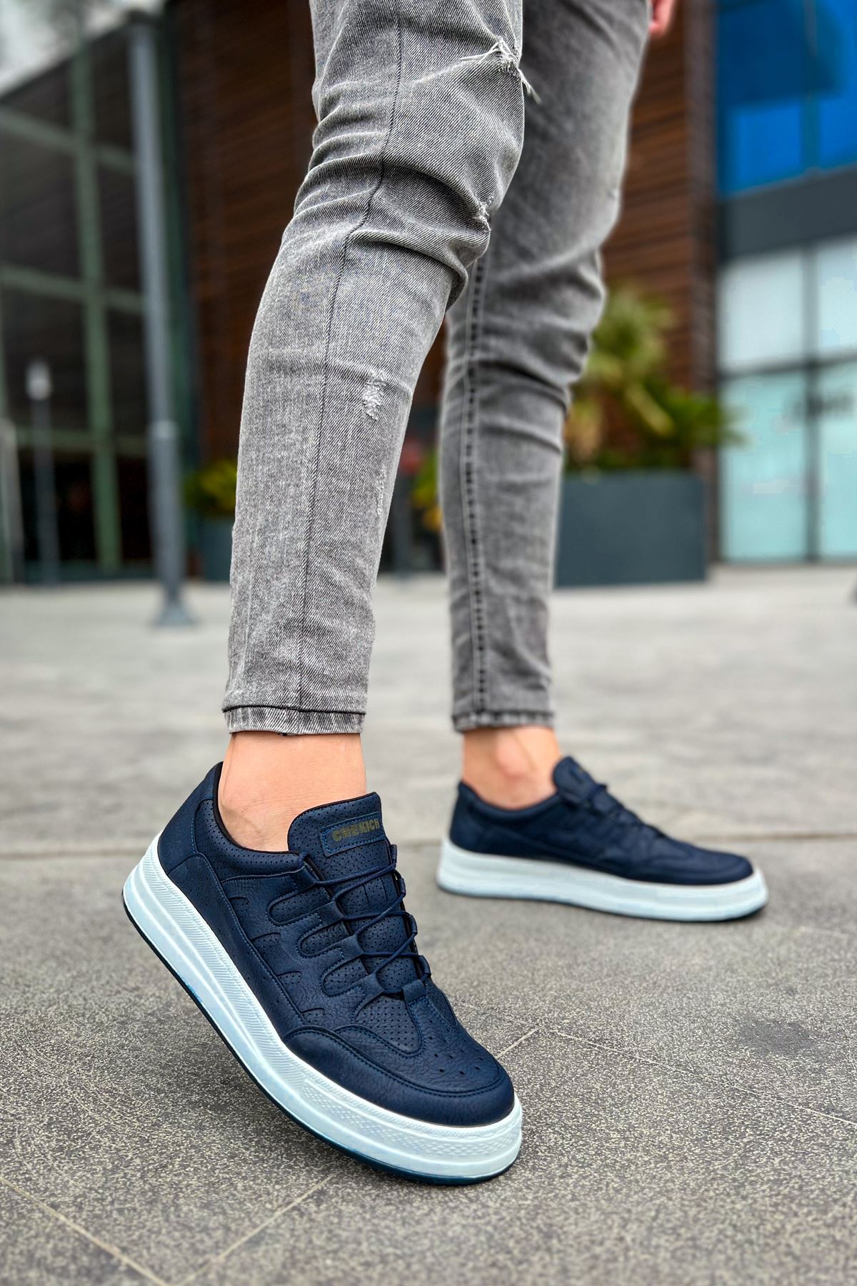 CH040 Men's Unisex Orthopedics Navy Blue-White Sole Casual Sneaker Sports Shoes - STREETMODE™