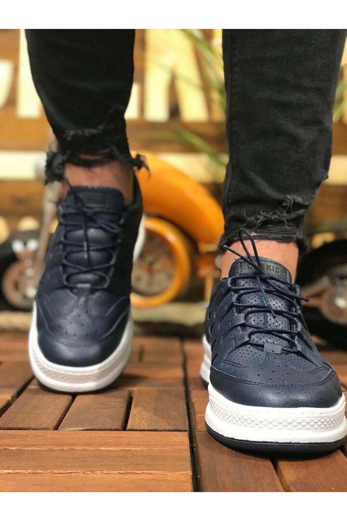 CH040 Men's Unisex Orthopedics Navy Blue-White Sole Casual Sneaker Sports Shoes - STREETMODE™