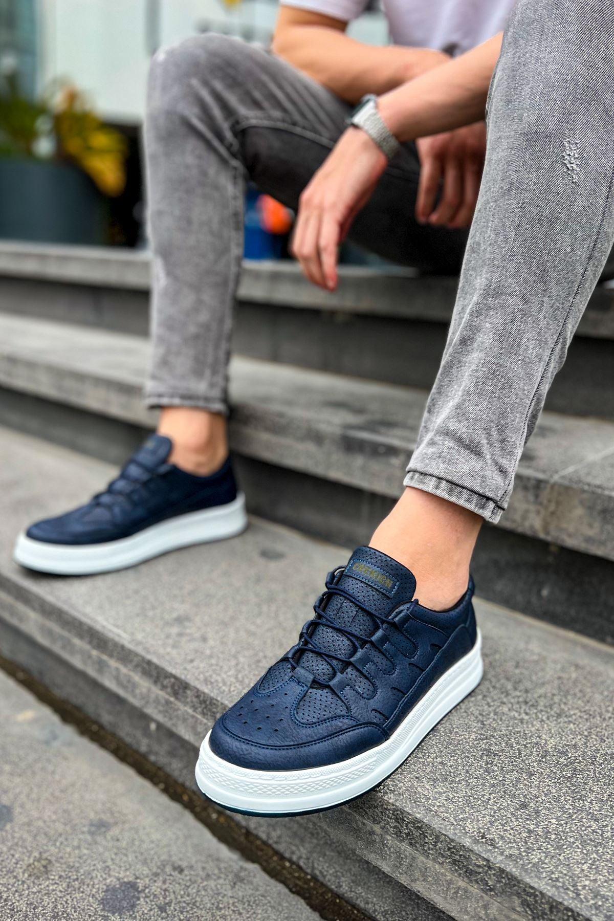 CH040 Men's Unisex Orthopedics Navy Blue-White Sole Casual Sneaker Sports Shoes - STREETMODE™