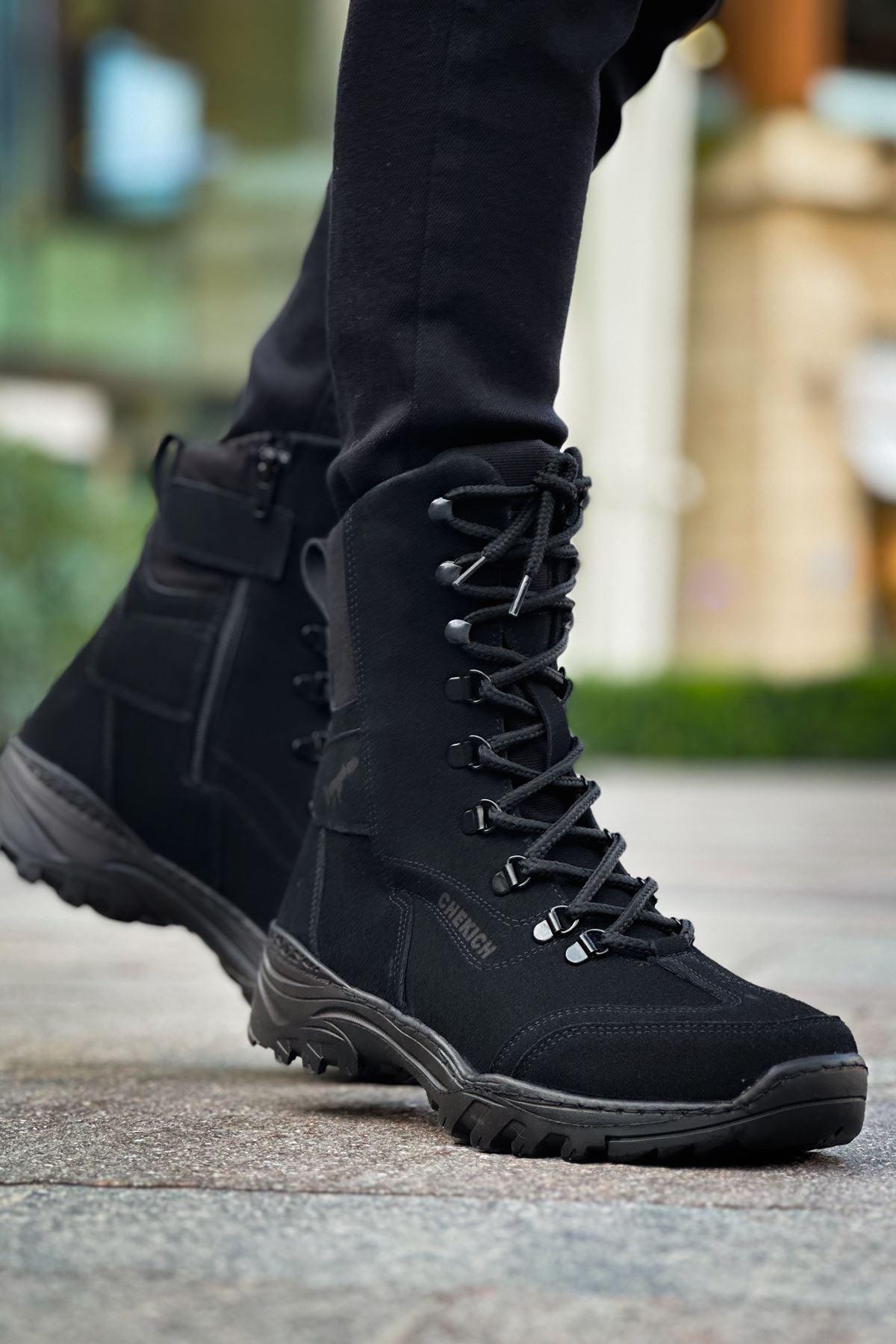 CH051 Men's Suede Black Casual Sports Sneaker Boots - STREETMODE™