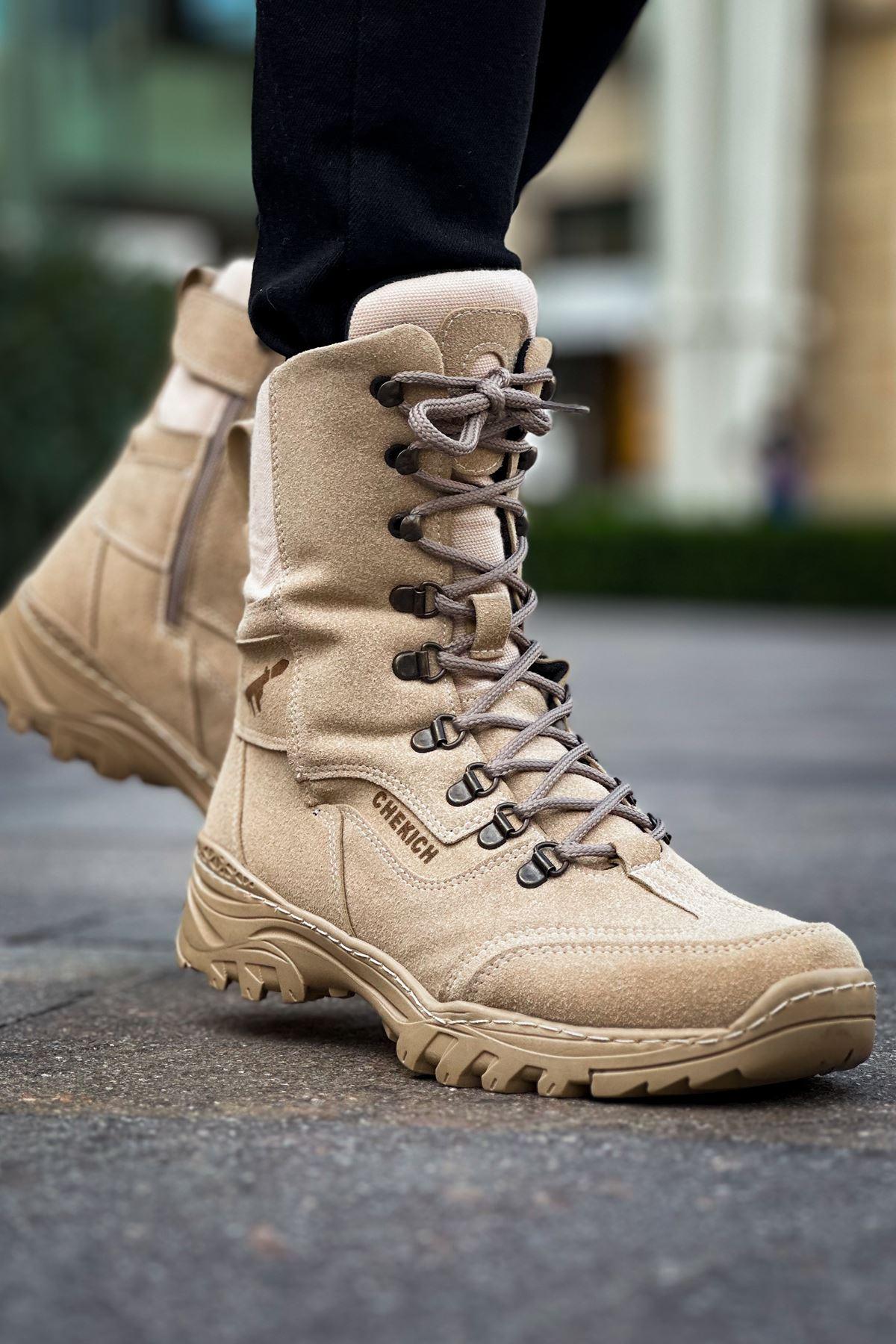 CH051 Suede Tactical Military Men's Sneaker Boots - Sand Color - STREETMODE™