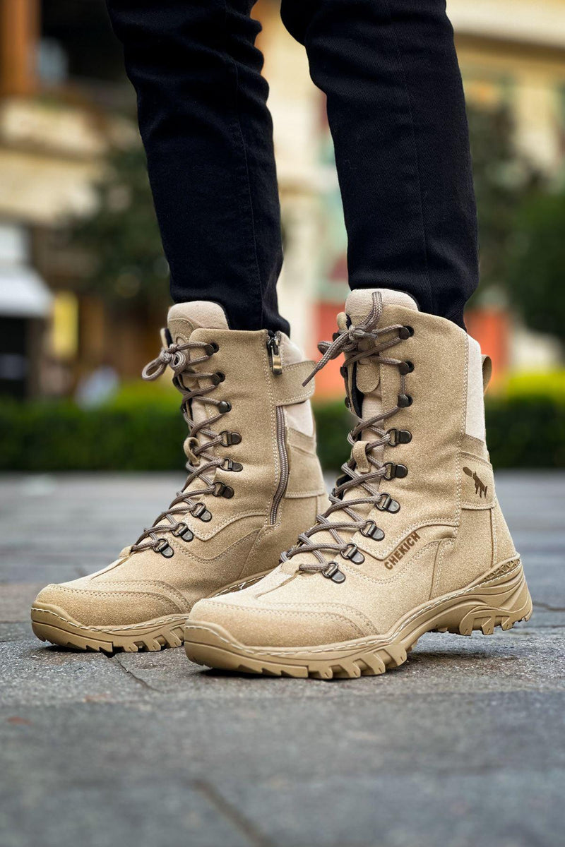 CH051 Suede Tactical Military Men's Sneaker Boots - Sand Color - STREETMODE™