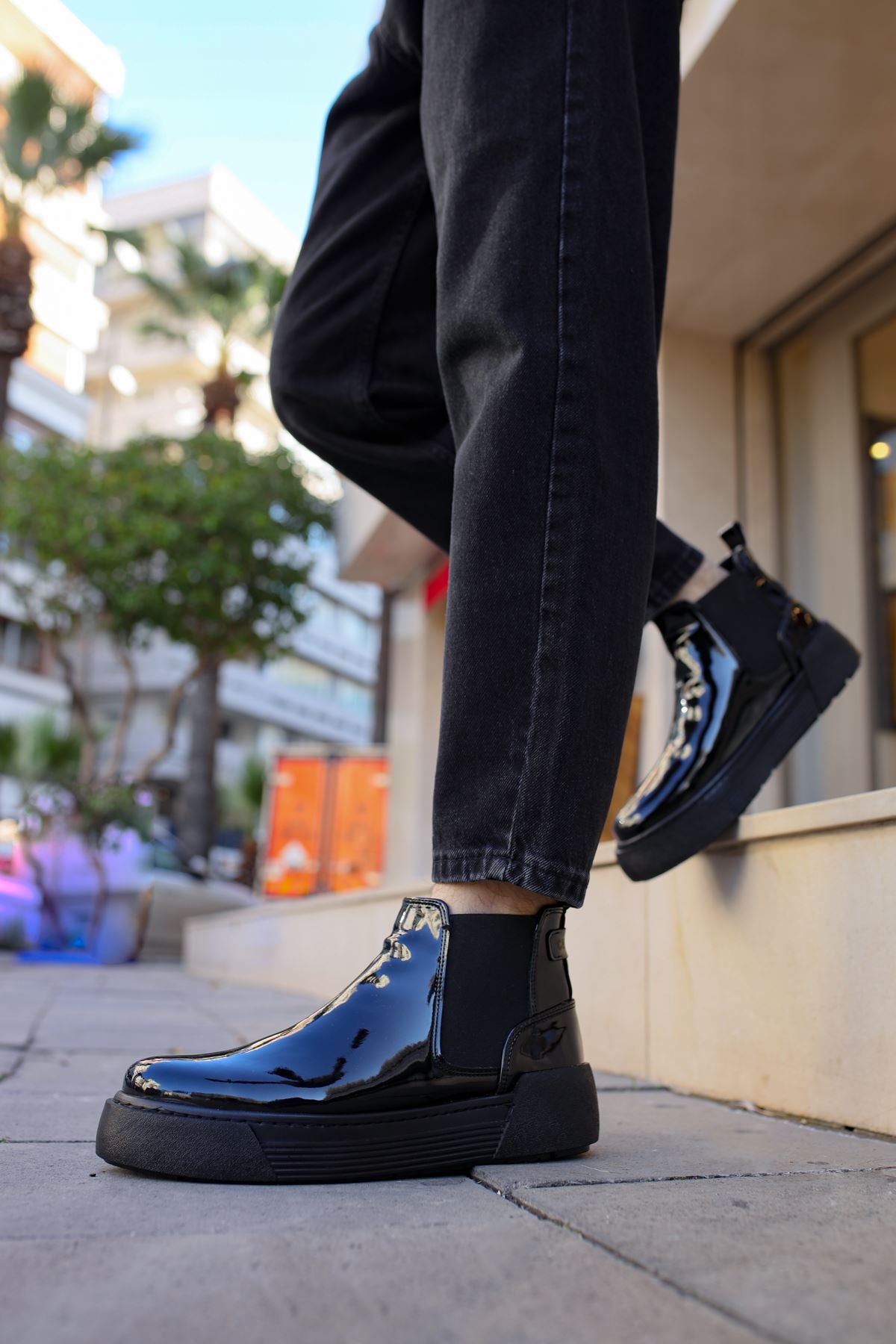 CH069 Patent Leather Men's Boots BLACK - STREETMODE™