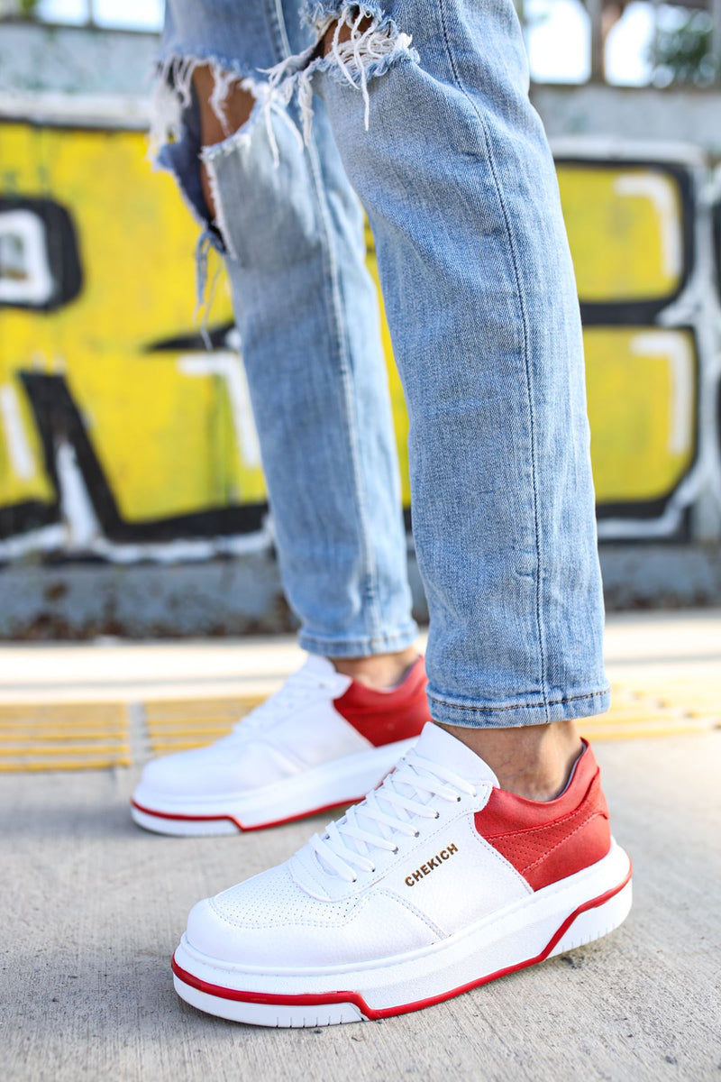 CH075 Men's Unisex White-Red Casual Sneaker Sports Shoes - STREETMODE™