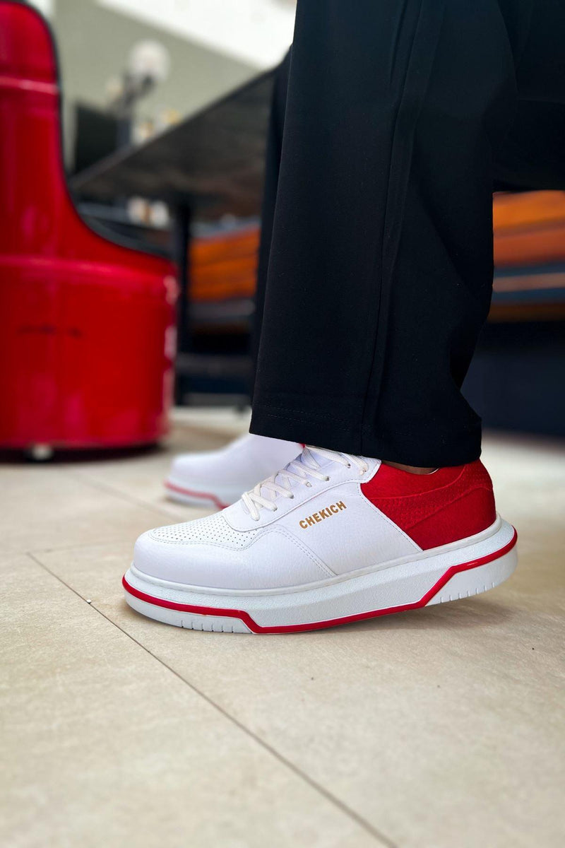 CH075 Men's Unisex White-Red Casual Sneaker Sports Shoes - STREETMODE™