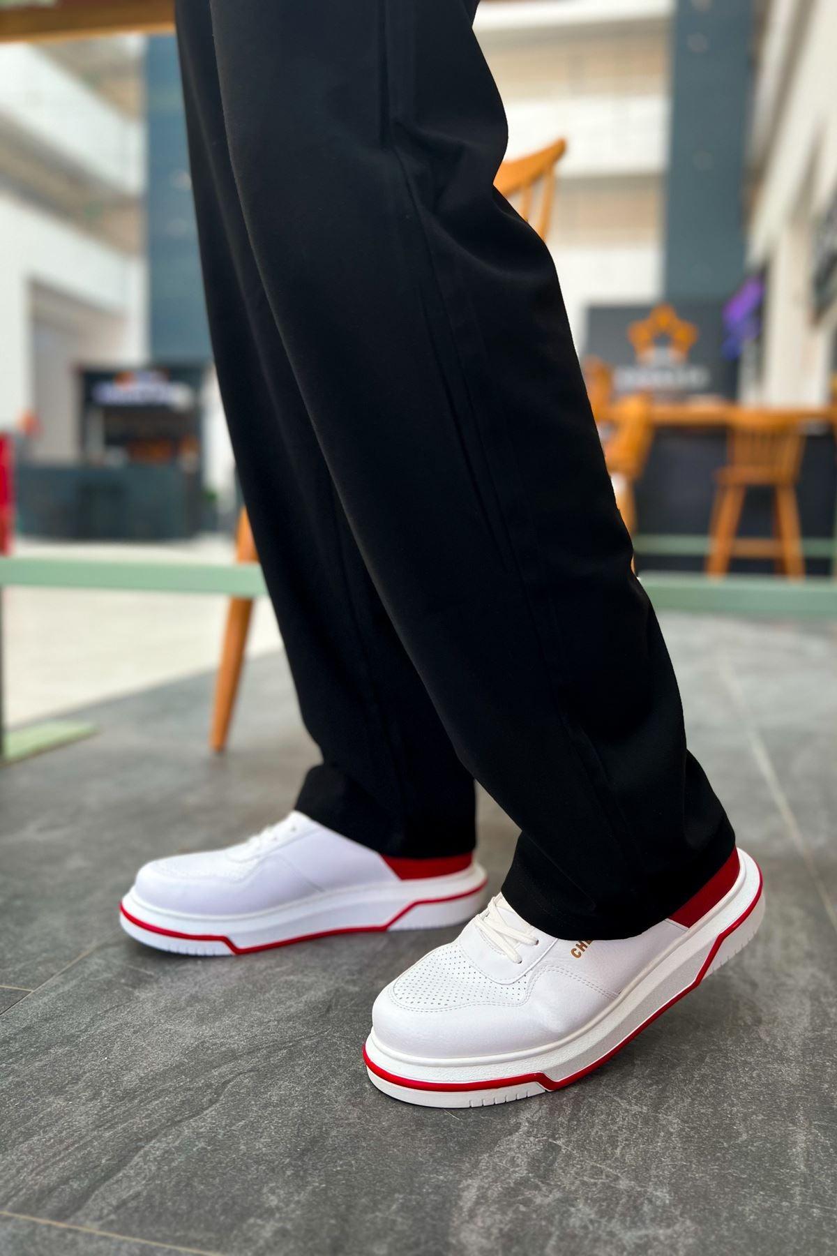 CH075 Men's Unisex White-Red Casual Sneaker Sports Shoes - STREETMODE™