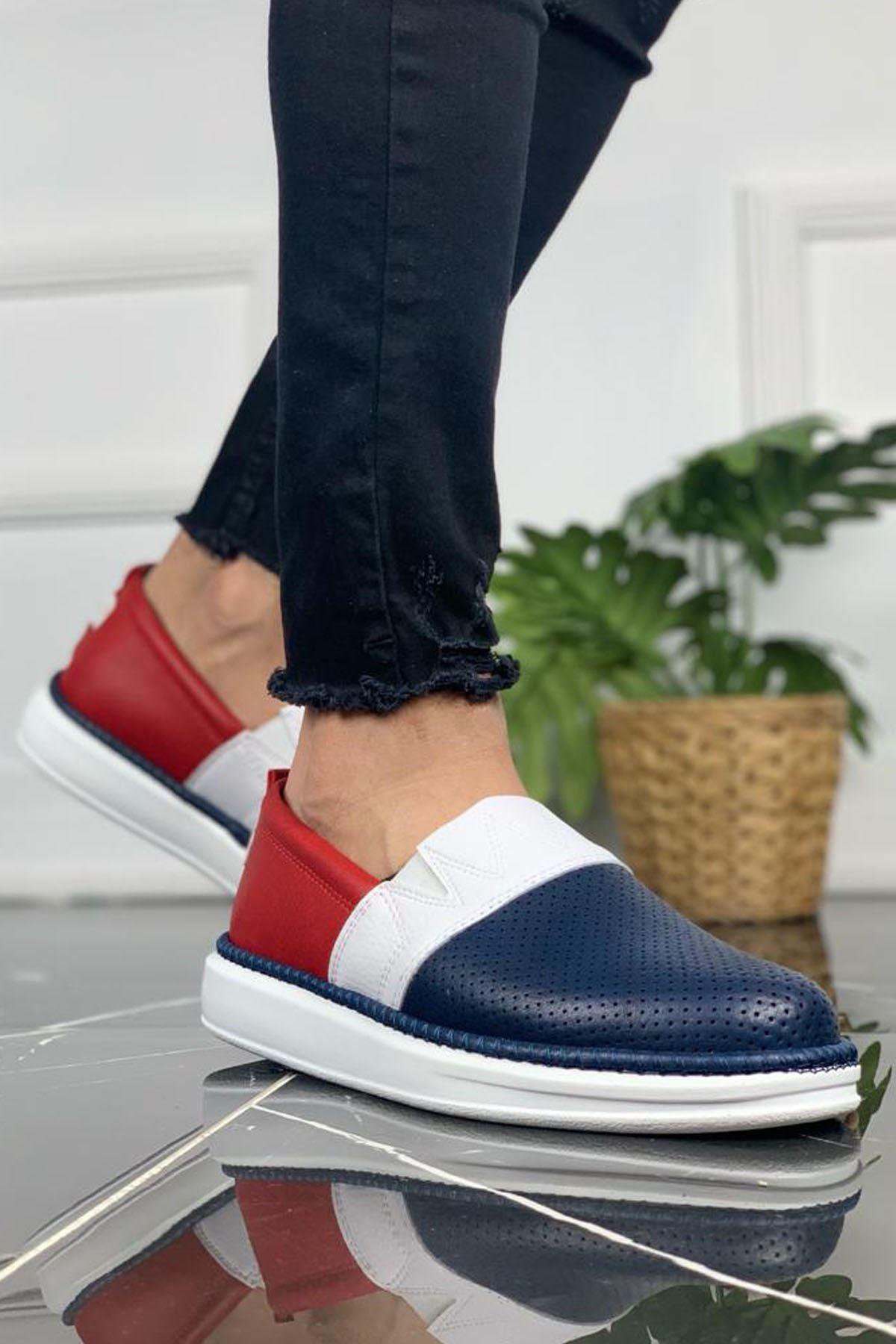 CH091 RBT Brecon Men's Shoes NAVY BLUE / WHITE / RED - STREETMODE™