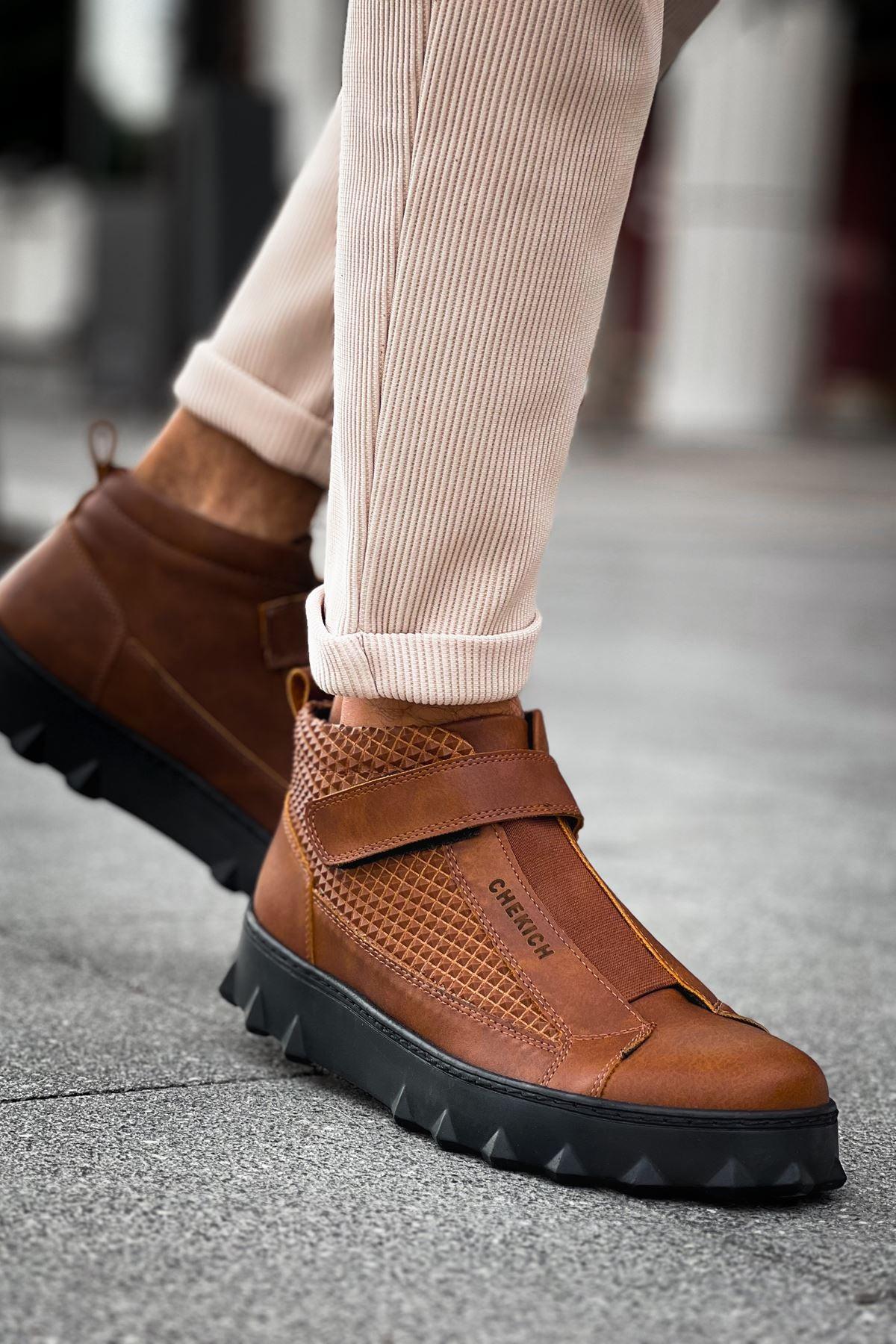 CH103 Men's Brown-Black Sole Casual Sneaker Boots - STREETMODE™