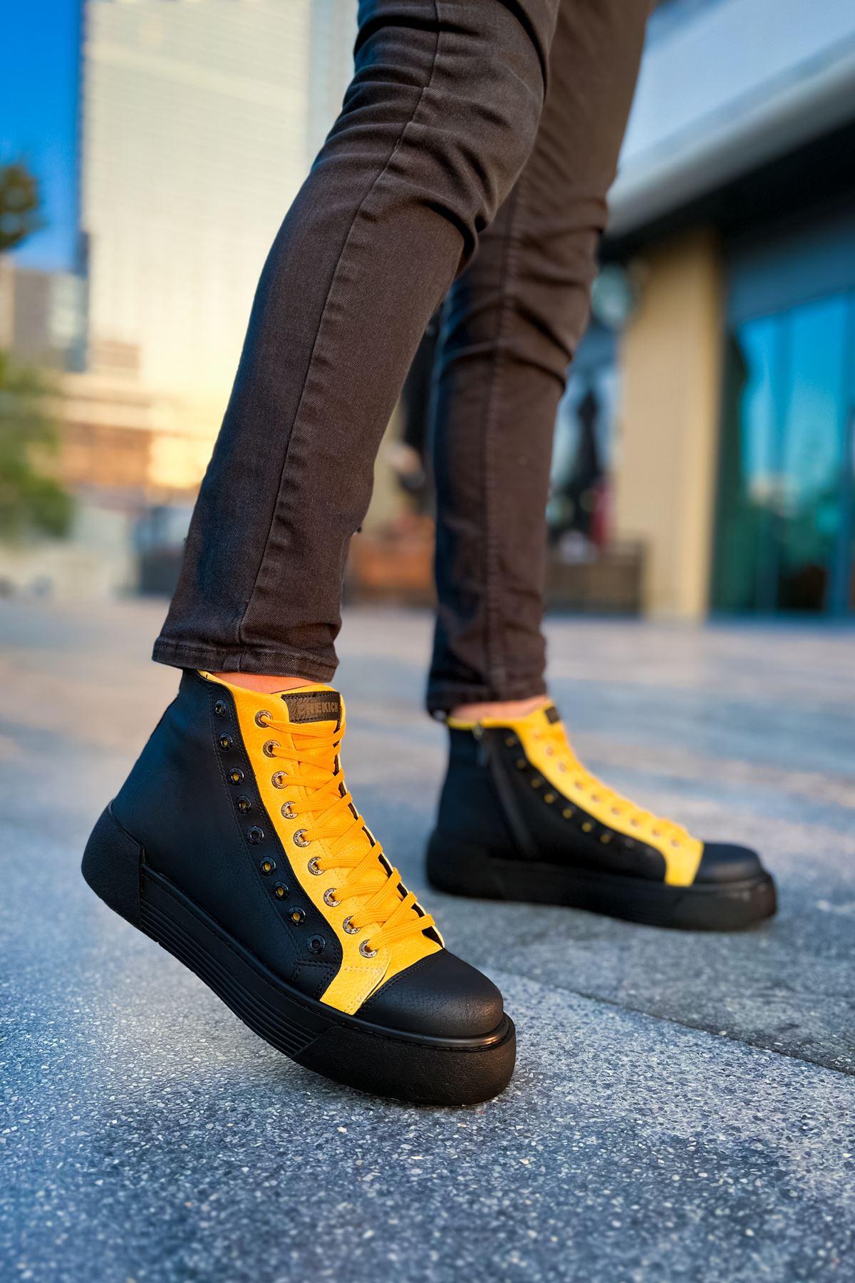 CH167 ST Men's Boots BLACK - YELLOW - STREETMODE™