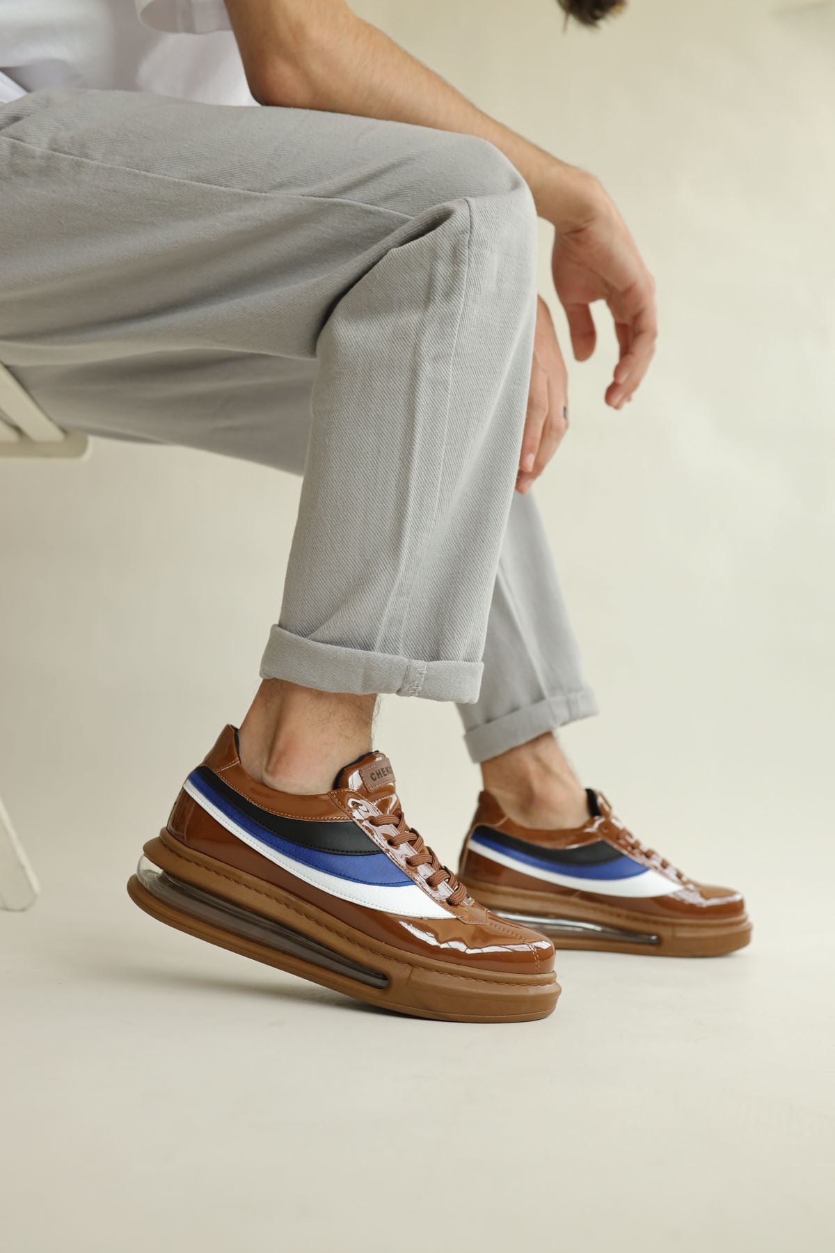 CH171 Patent Leather Men's Shoes TAN - STREETMODE™
