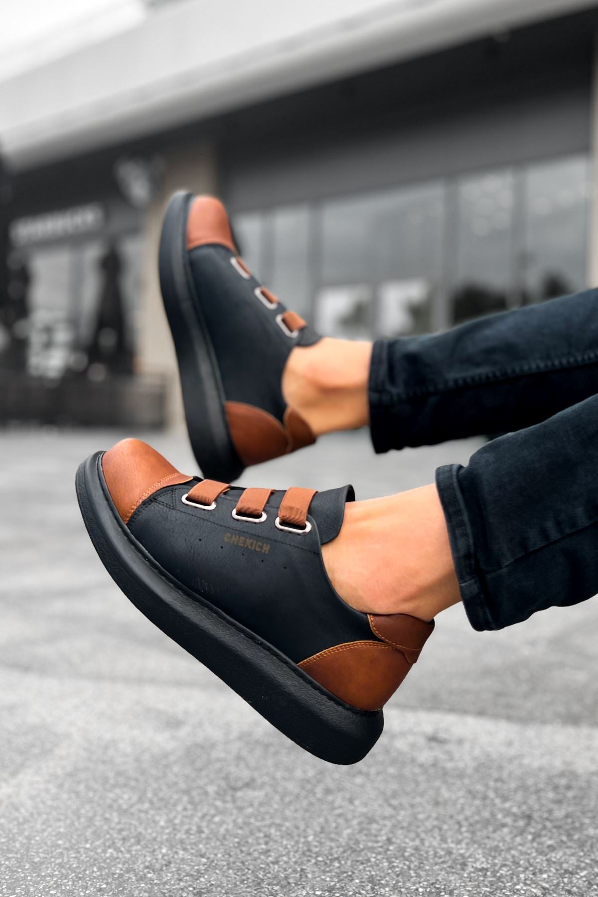 CH253 CST Man's Casual Sneakers Shoes BLACK/Brown - STREETMODE™