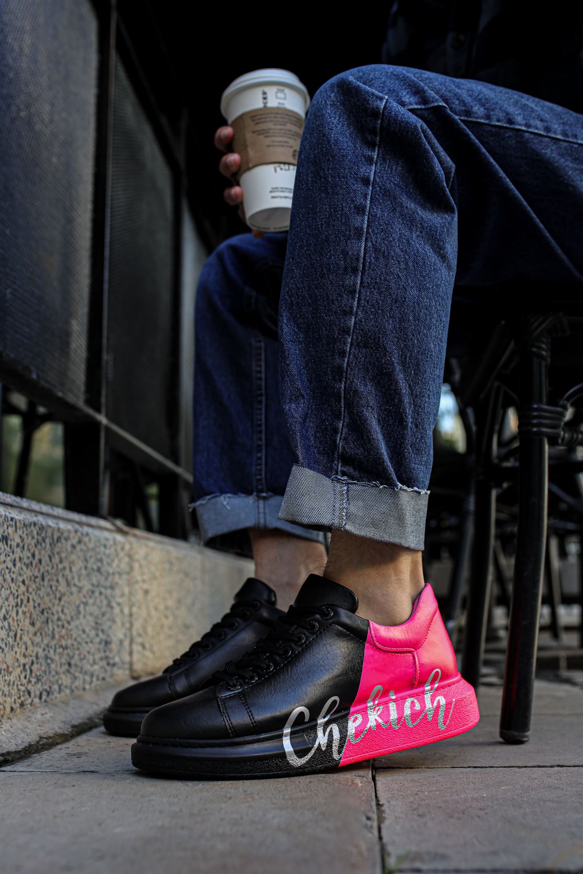 CH254 Men's Unisex Black-Pink Casual Sneaker Sports Shoes - STREETMODE™