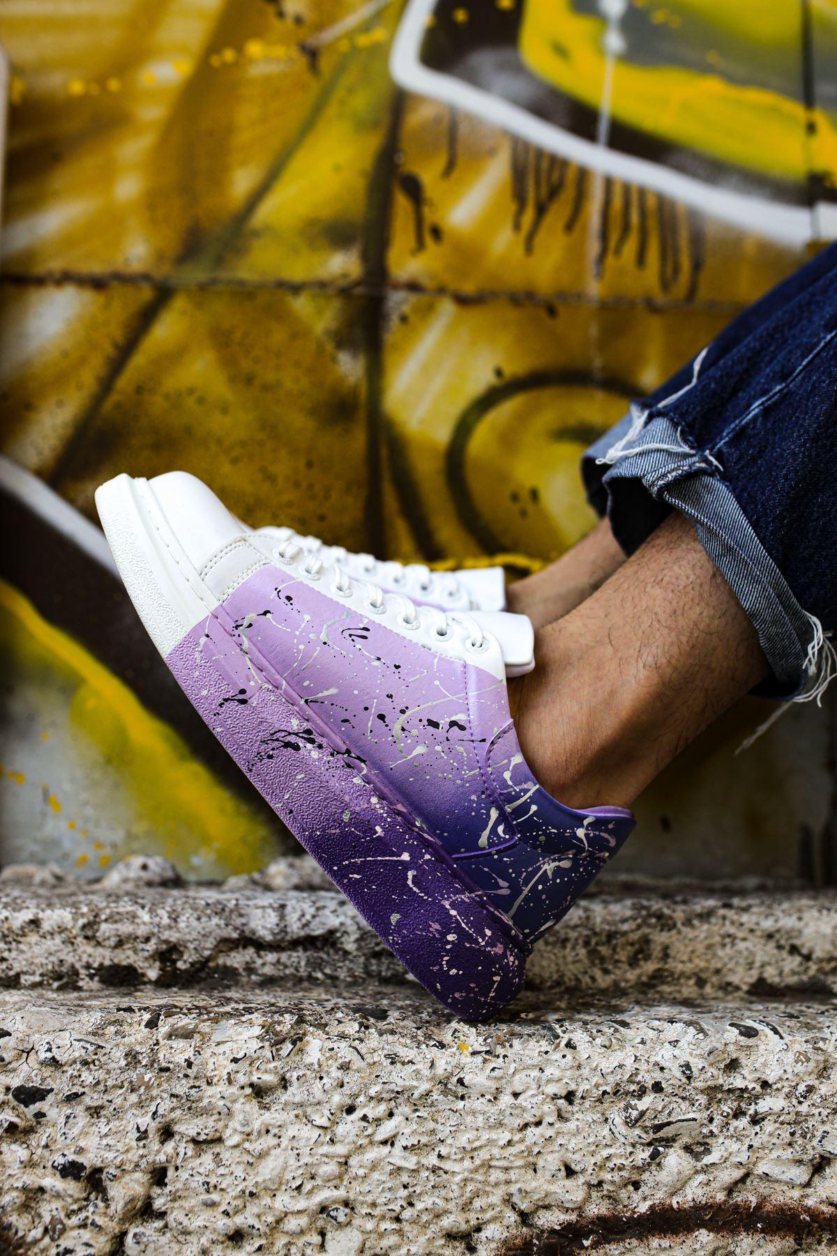 CH254 Men's Unisex White-Purple Casual Sneaker Sports Shoes - STREETMODE™