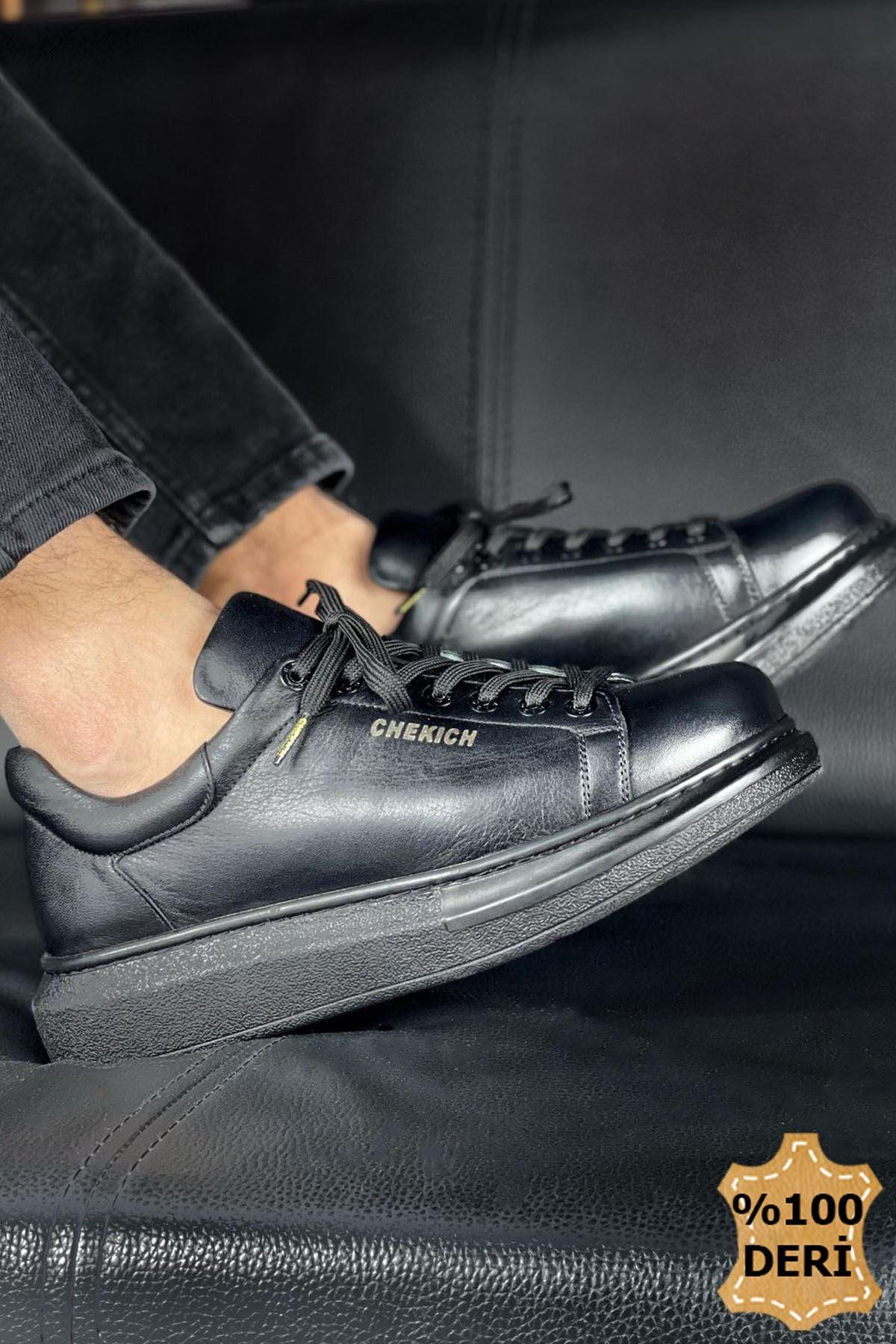 CH257 BS Real Leather Men's Unisex Shoes BLACK - STREETMODE™