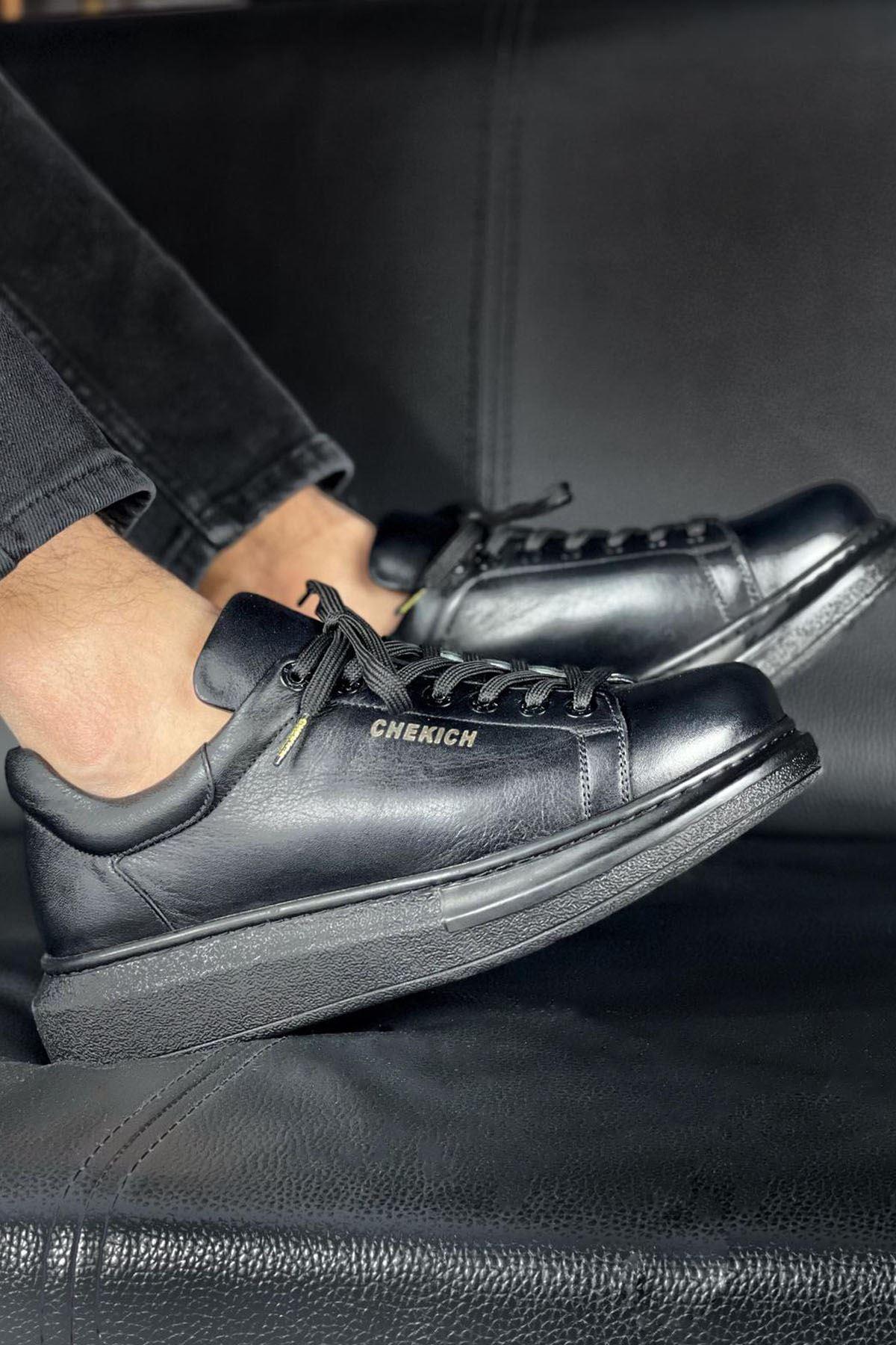 CH257 BS Real Leather Men's Unisex Shoes BLACK - STREETMODE™