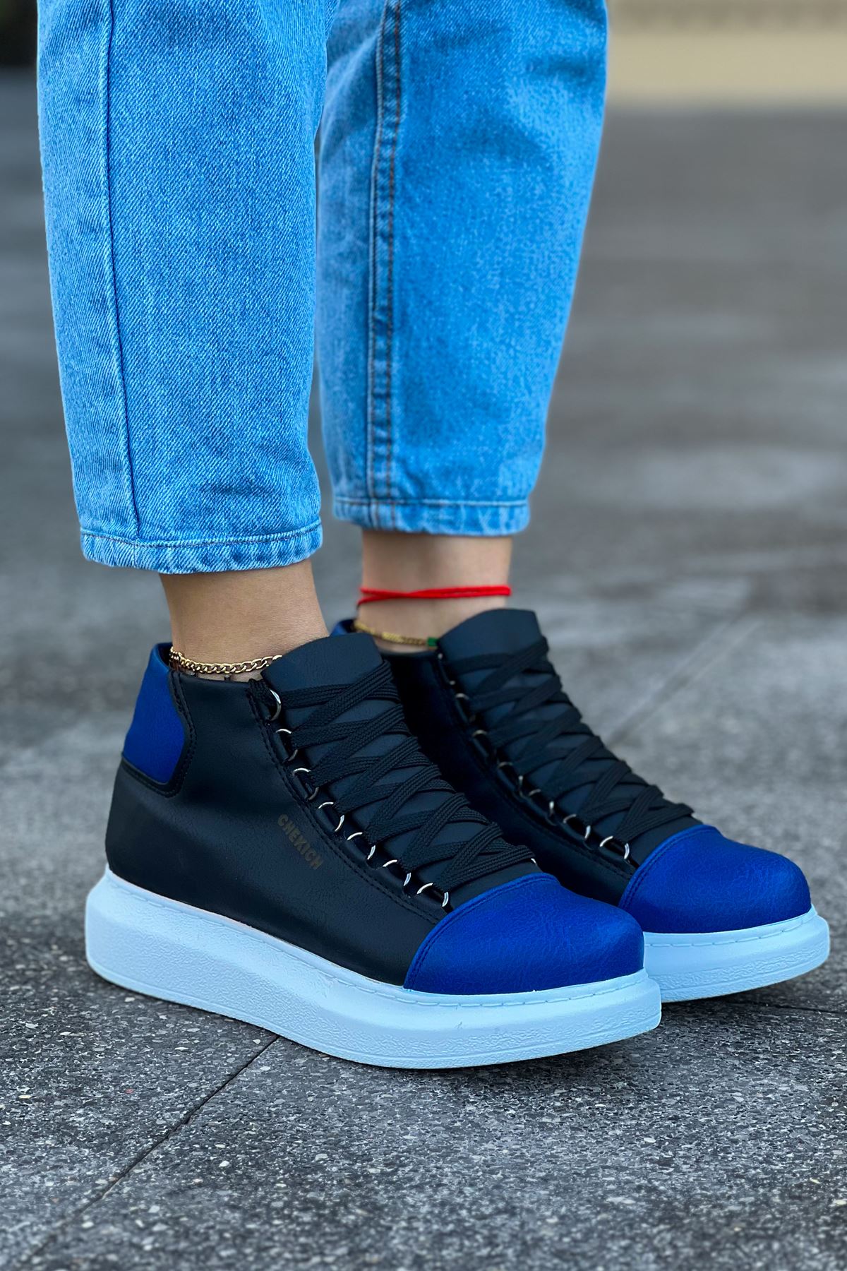 CH258 GBT Roma Colorful Women's Boots BLACK/SAX BLUE - STREETMODE™