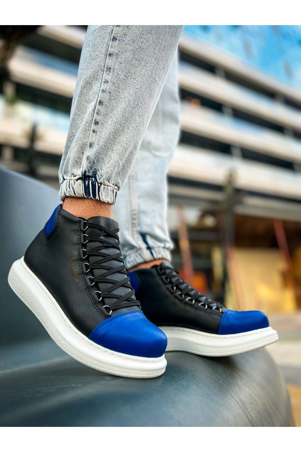 CH258 GBT Roma Colourful Men's Boots BLACK/SAX BLUE - STREETMODE™