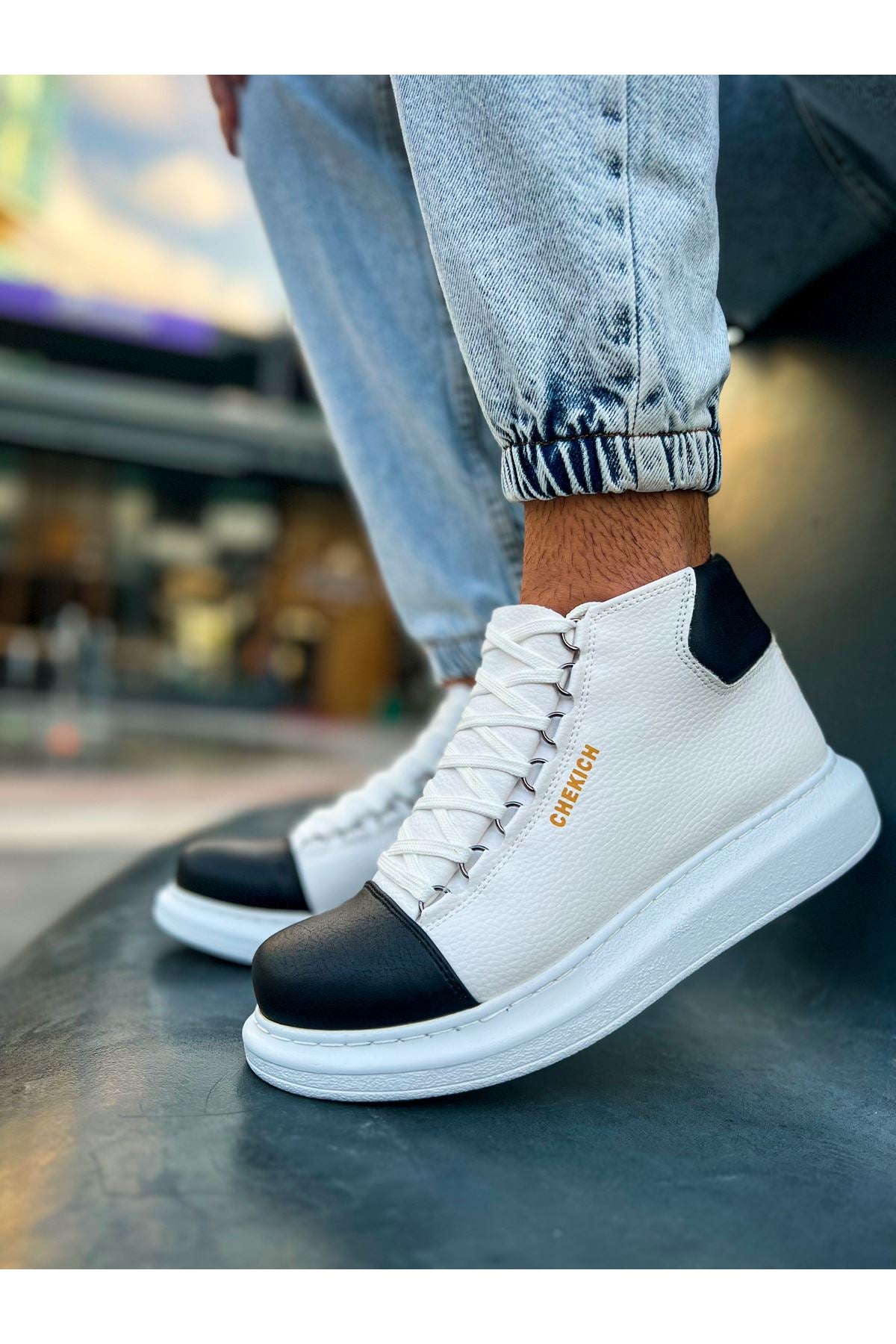 CH258 GBT Roma Colourful Men's Boots WHITE/BLACK - STREETMODE™