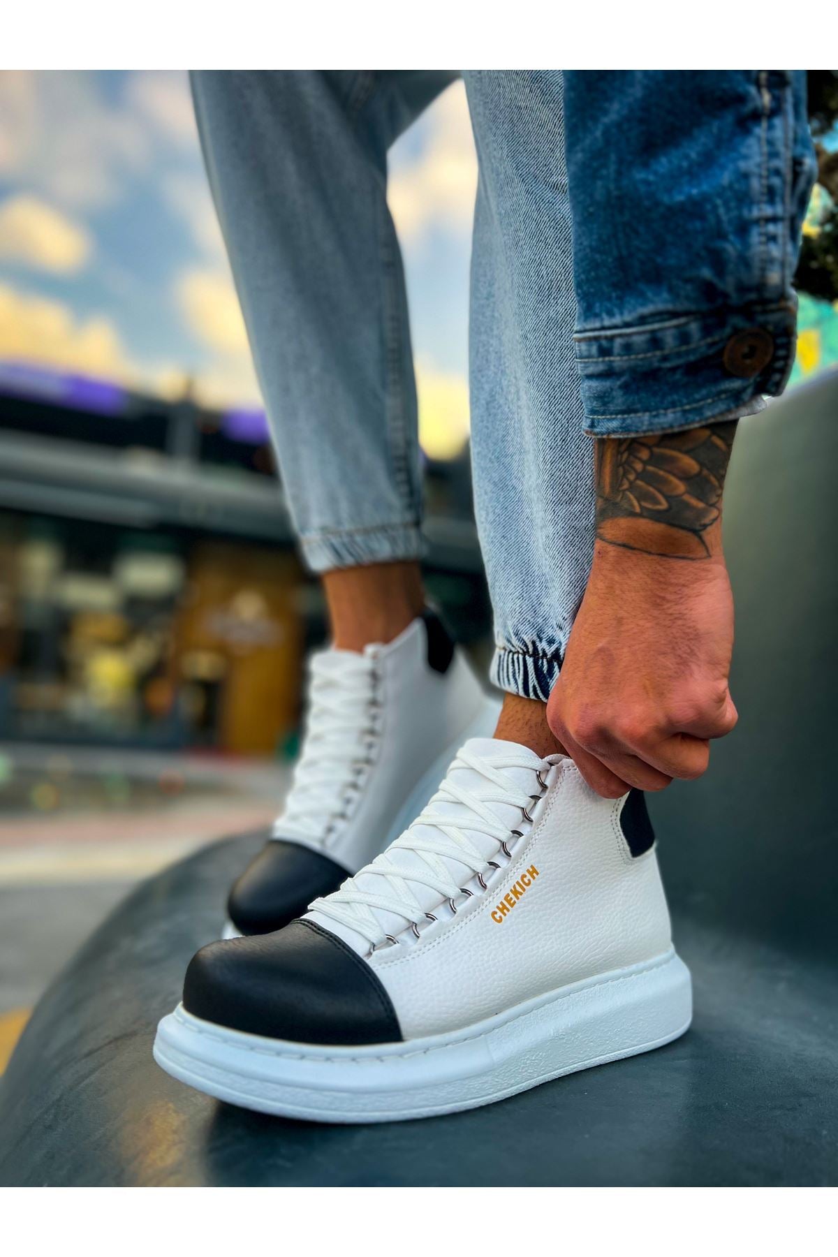 CH258 GBT Roma Colourful Men's Boots WHITE/BLACK - STREETMODE™